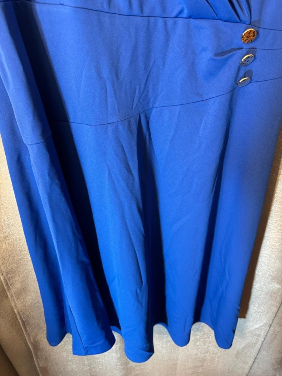 Grace Karin Sleeveless Faux-Wrap Midi Dress in Royal Blue - Thumbnail 4