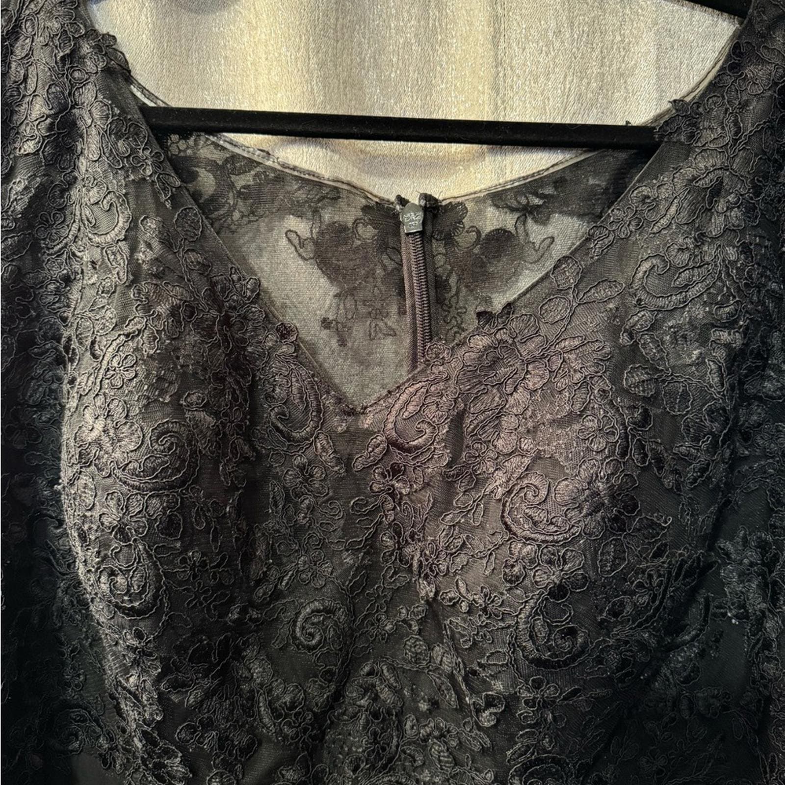 Azazie Black Lace Maxi Dress w/ Rhinestones - Thumbnail 5