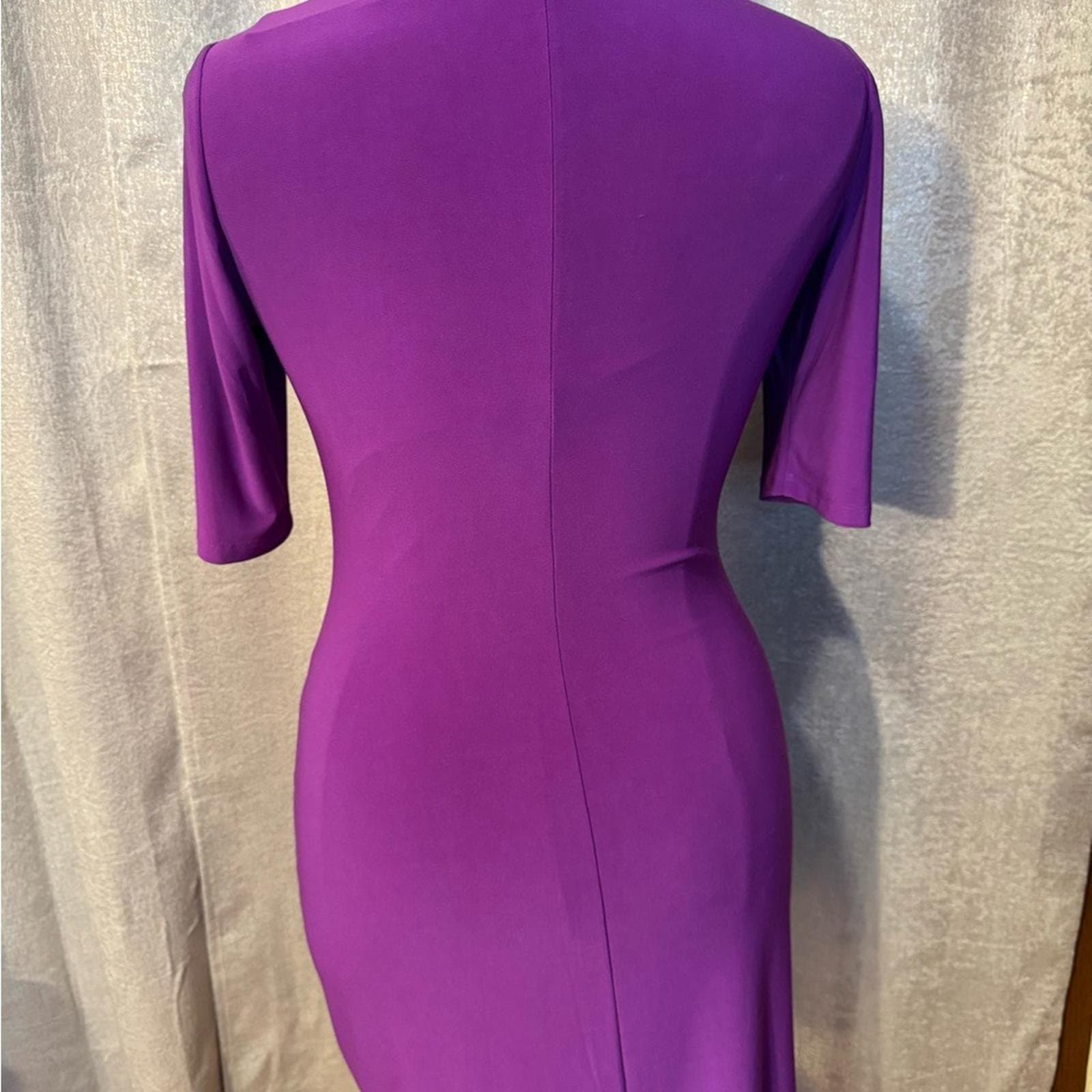Lauren Ralph Lauren Rich Purple Long Sleeve Dress - Thumbnail 3