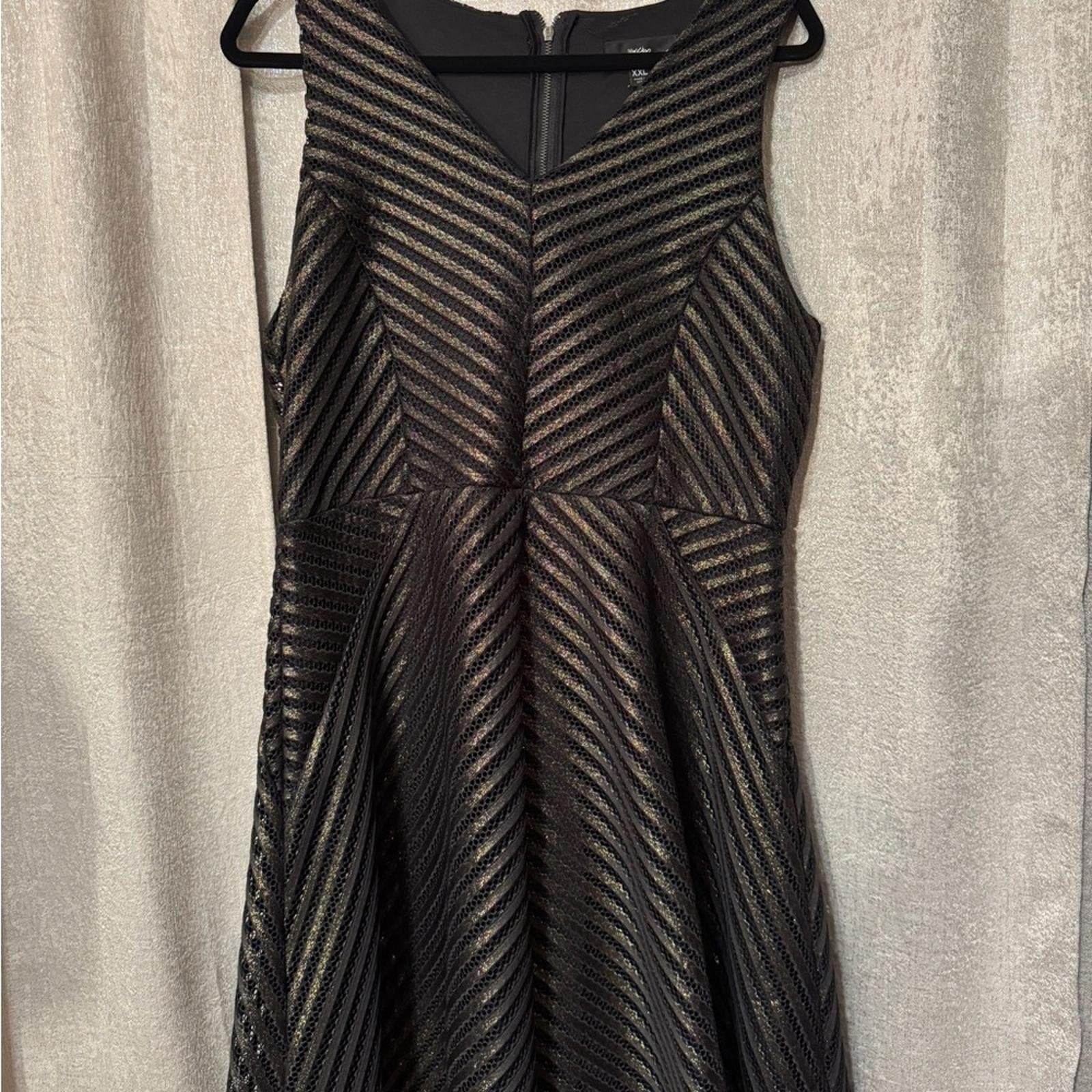 Chic Black and Gold Mini Dress - Thumbnail 2