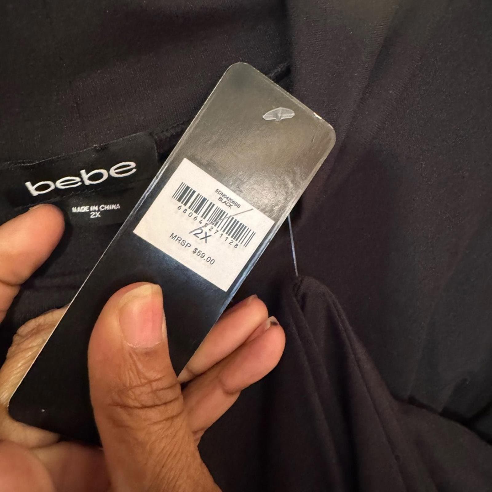 bebe Black Cold Shoulder Long Sleeve Dress - Thumbnail 4