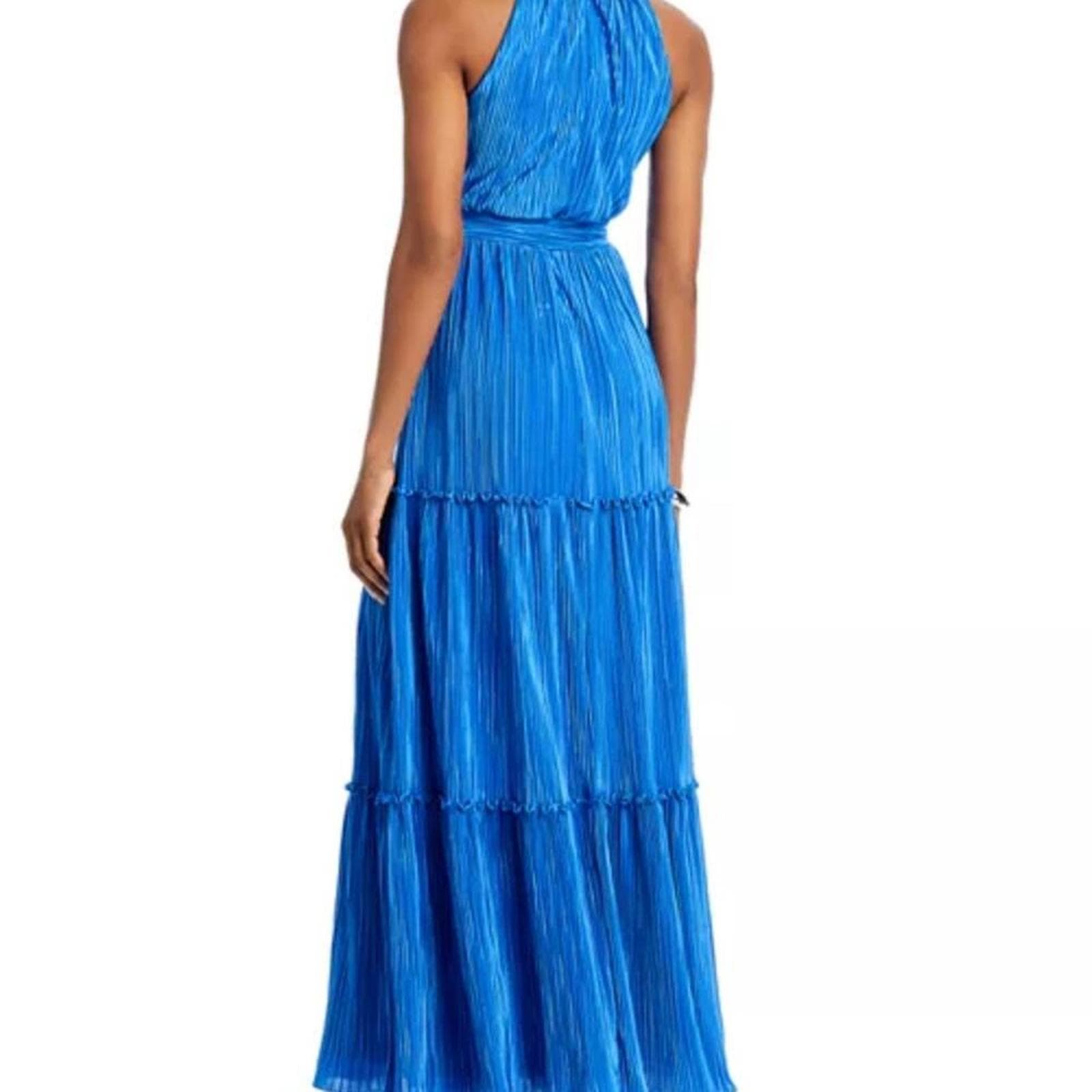 Aqua Vibrant Blue Pleated Maxi Dress - Thumbnail 3