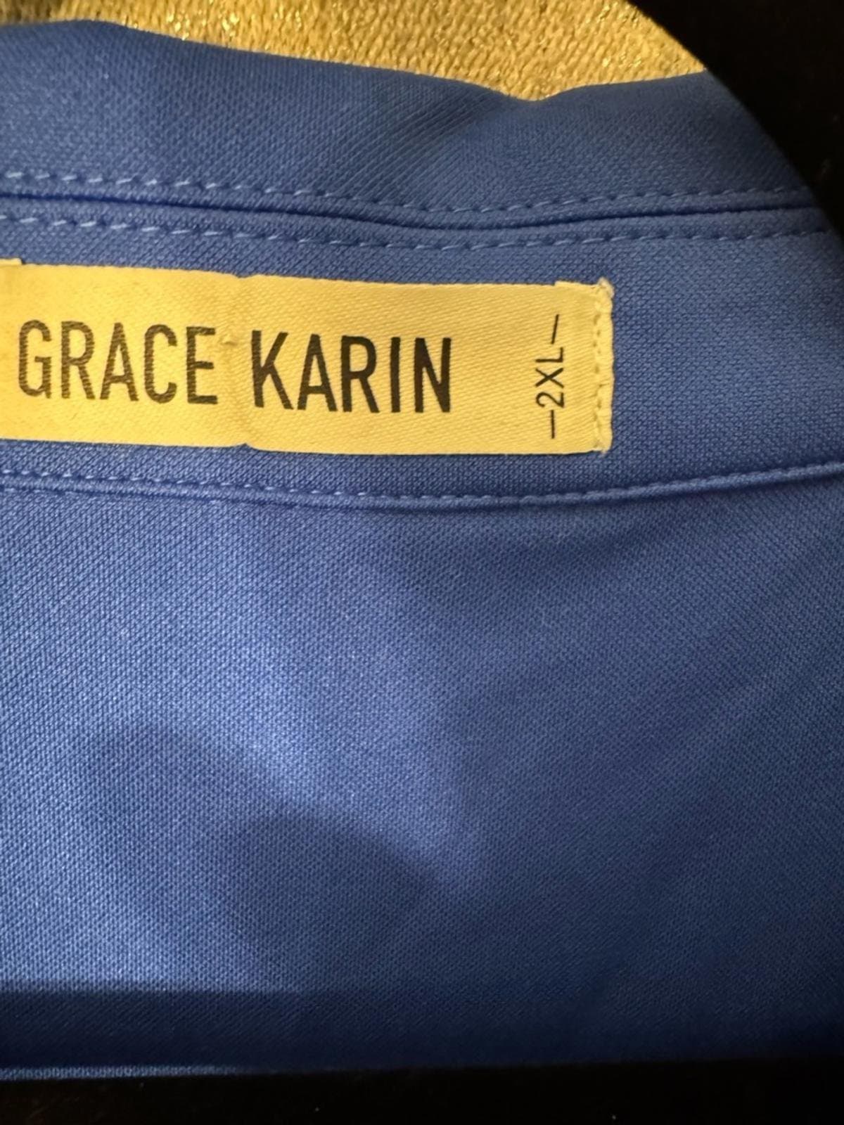 Grace Karin Sleeveless Faux-Wrap Midi Dress in Royal Blue - Thumbnail 5