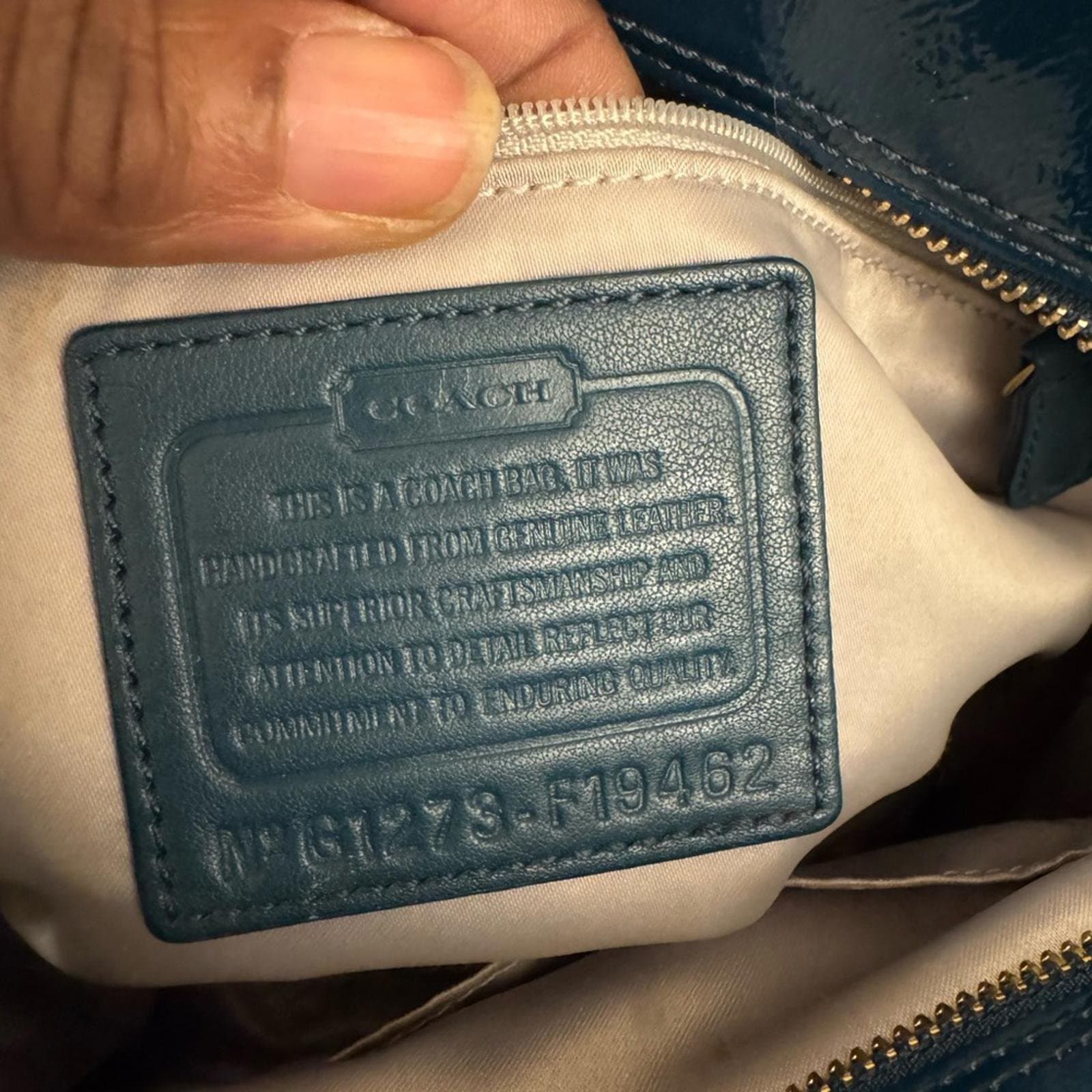 Coach Teal Embossed Leather Shoulder Bag - Thumbnail 11