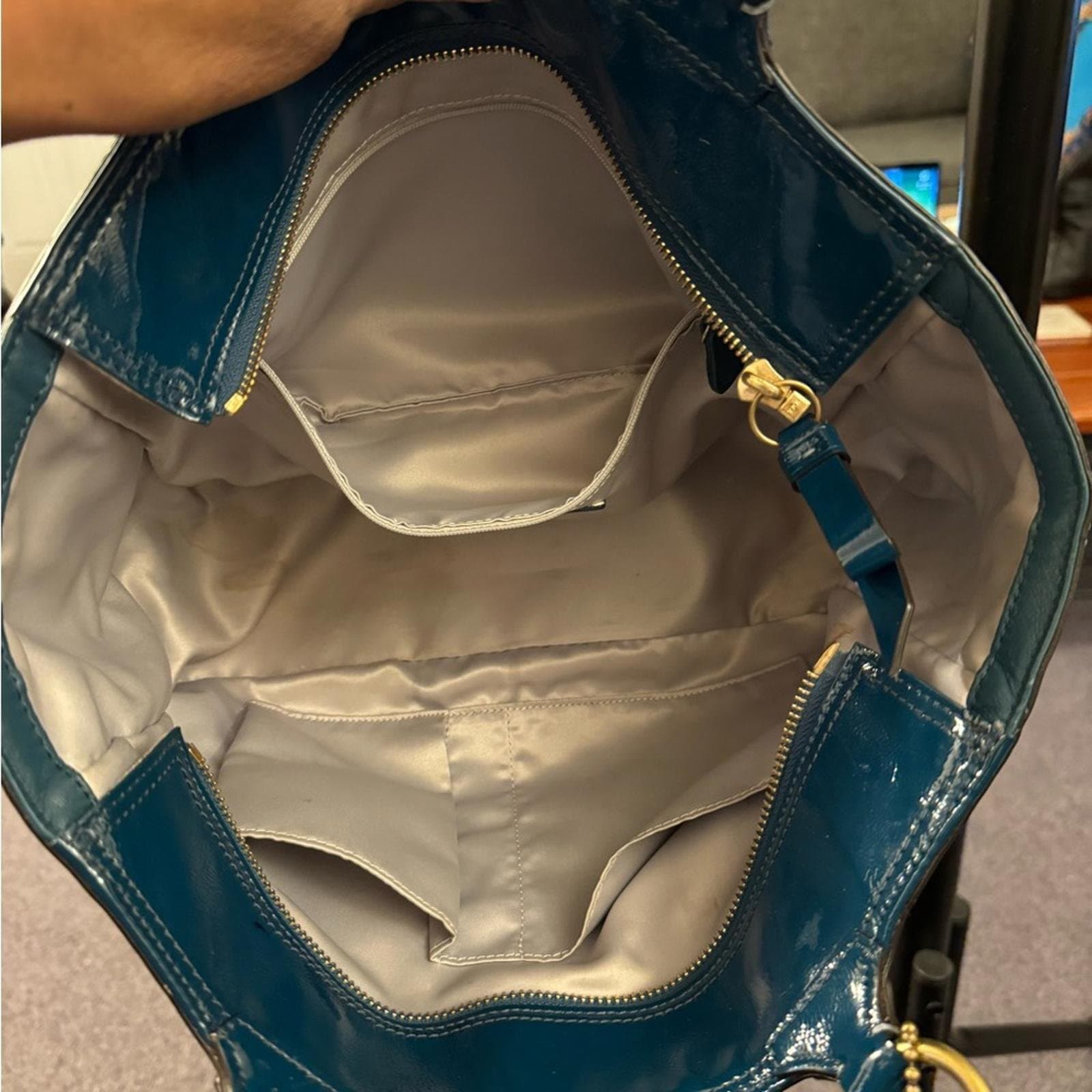 Coach Teal Embossed Leather Shoulder Bag - Thumbnail 12