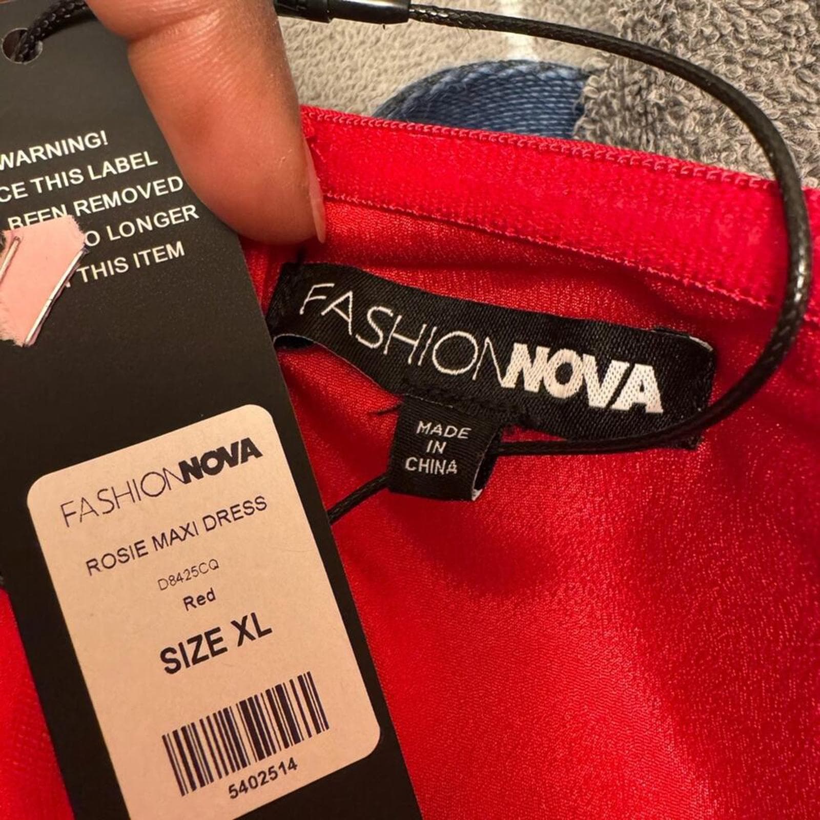 Fashion Nova Red Maxi Dress with Floral Accents - Thumbnail 4