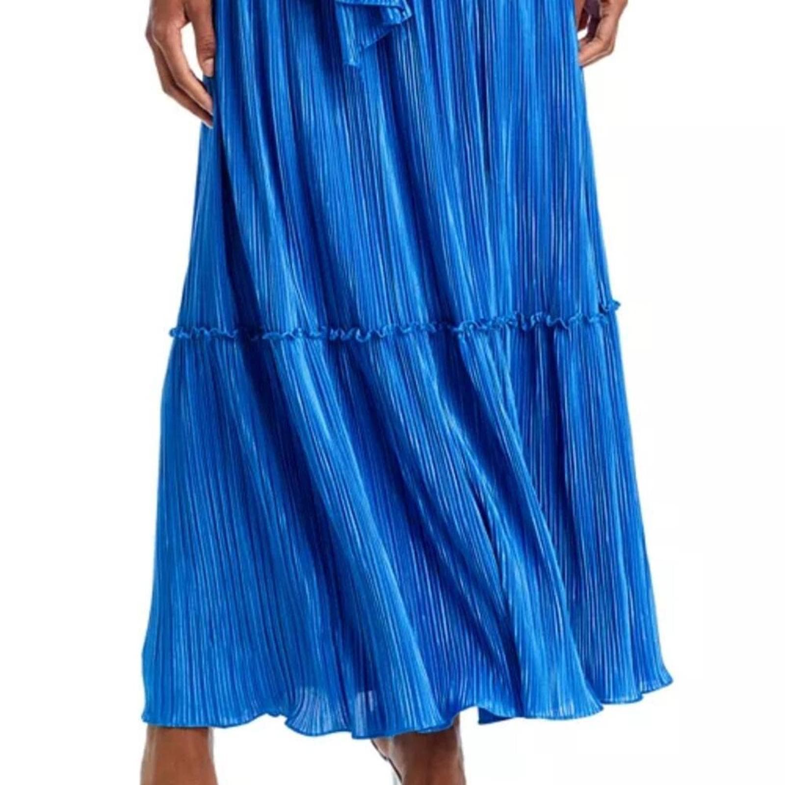 Aqua Vibrant Blue Pleated Maxi Dress - Thumbnail 2