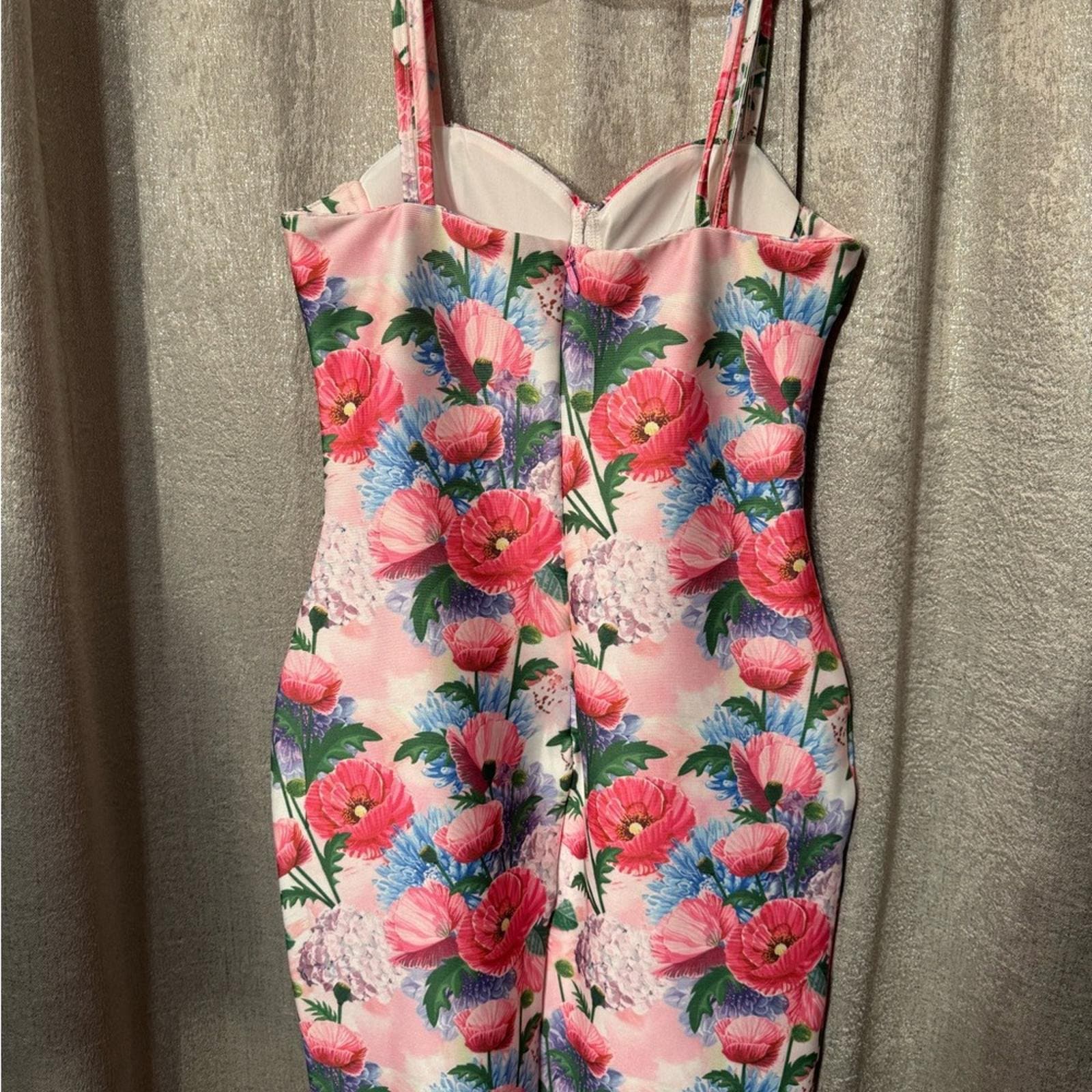 Fashion Nova Pink and Blue Elle Print Dress - Thumbnail 4