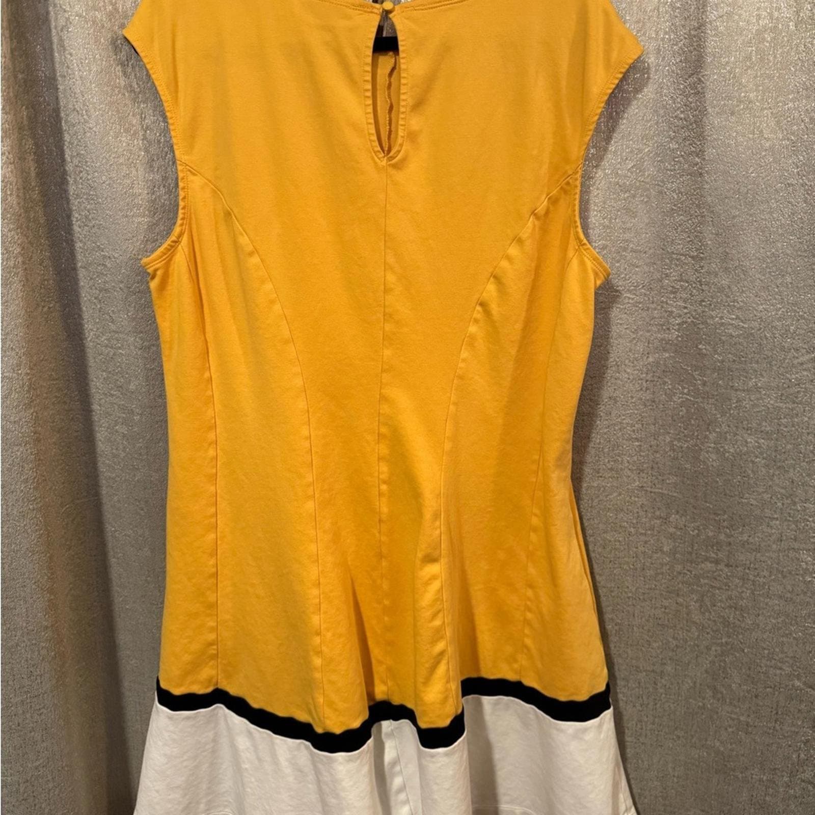 New York & Company Yellow Dress with Black and White Trim - Thumbnail 4