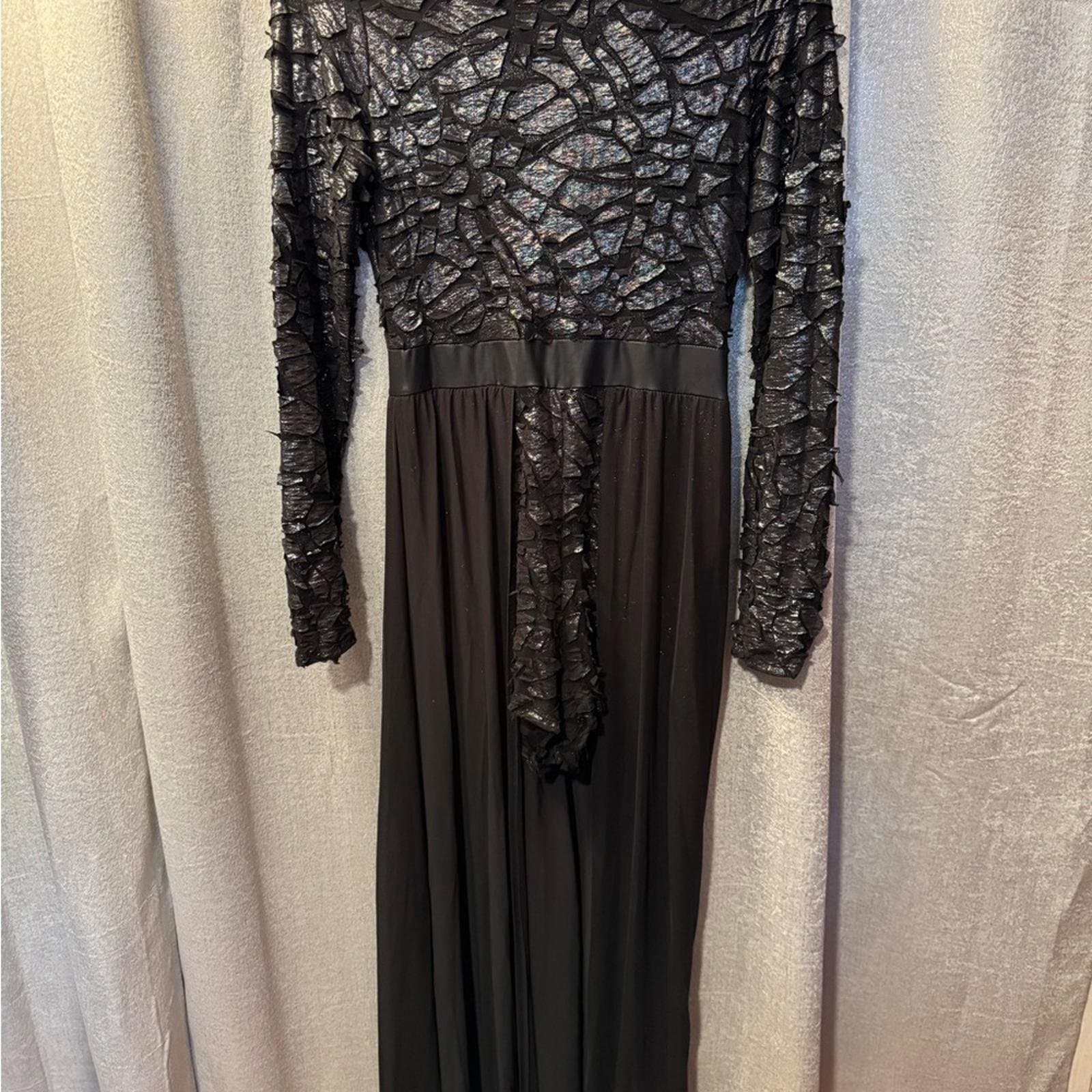 Auditions Black Textured Long Sleeve Jumpsuit - Image 1