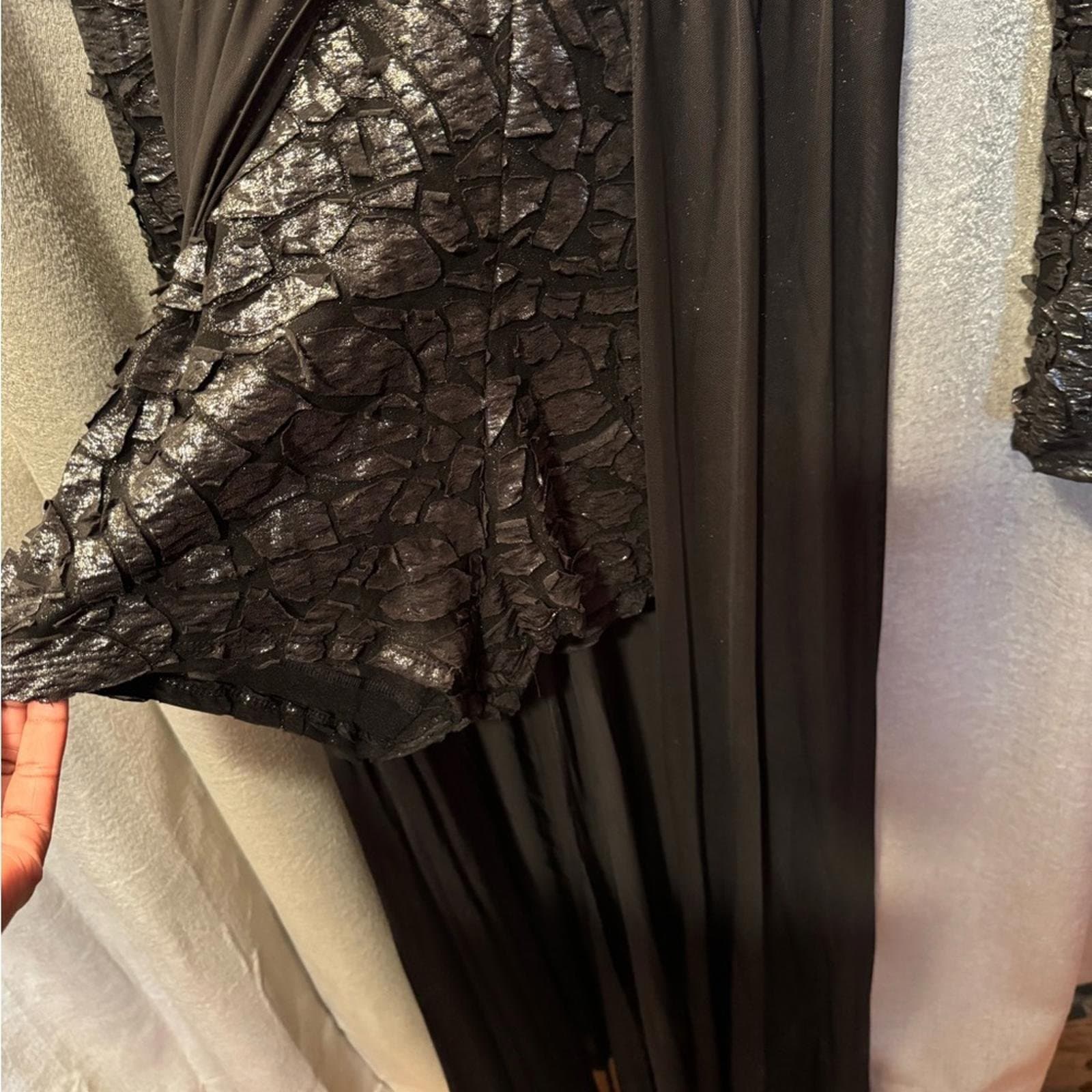 Auditions Black Textured Long Sleeve Jumpsuit - Thumbnail 2