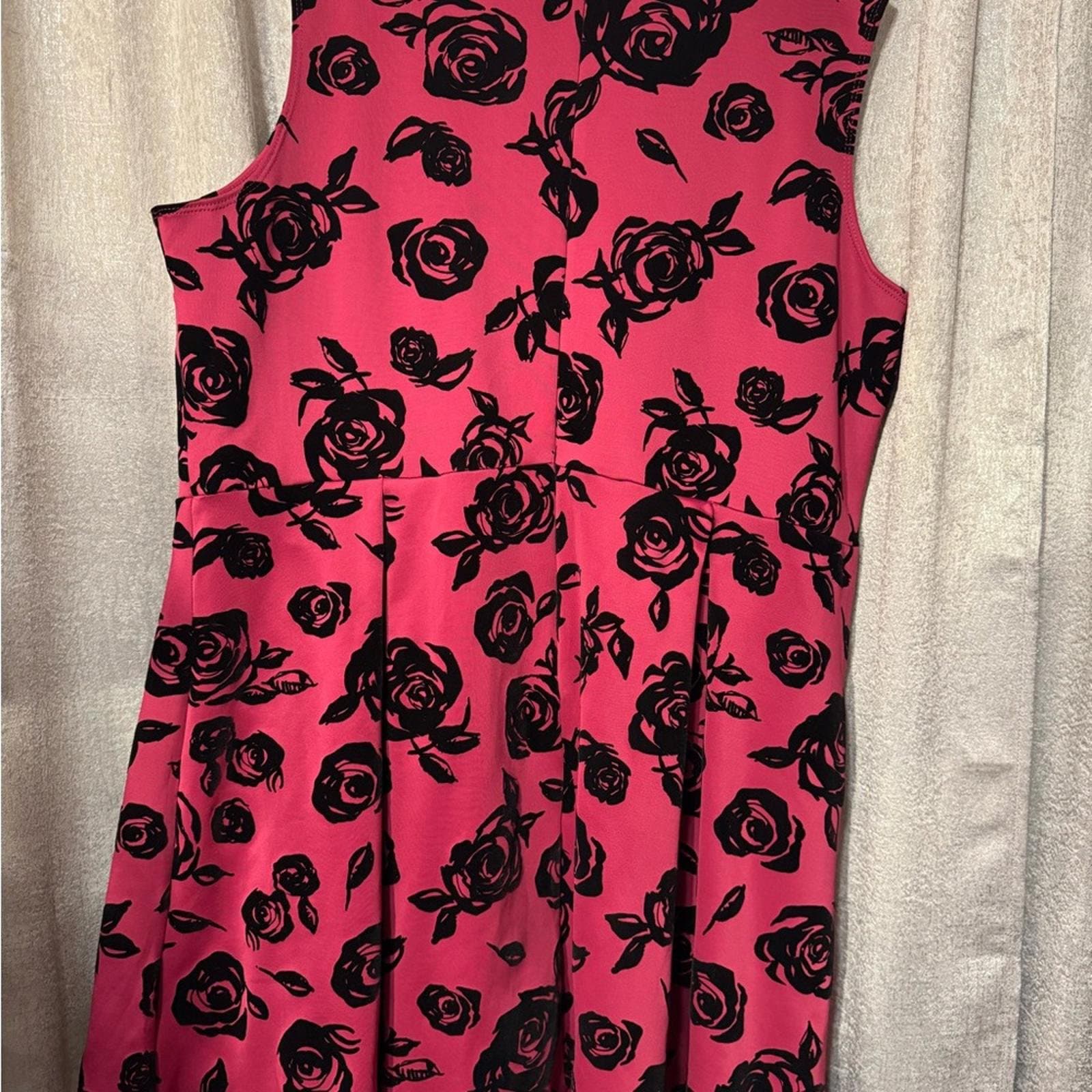 Ashley Stewart Pink and Black Floral Midi Dress - Thumbnail 4