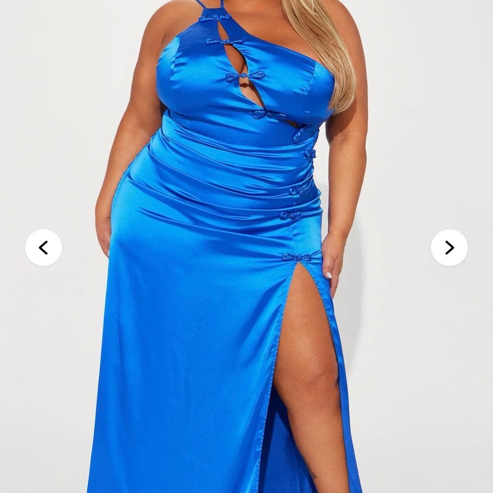 Fashion Nova One Shoulder Blue Dress - Image 1