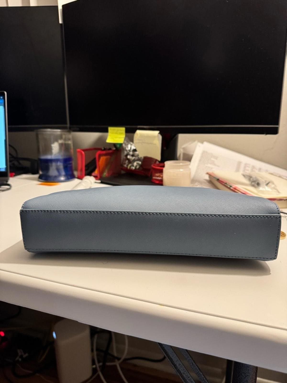 DKNY Dusty Blue Saffiano Crossbody with Gold Chain - Thumbnail 6