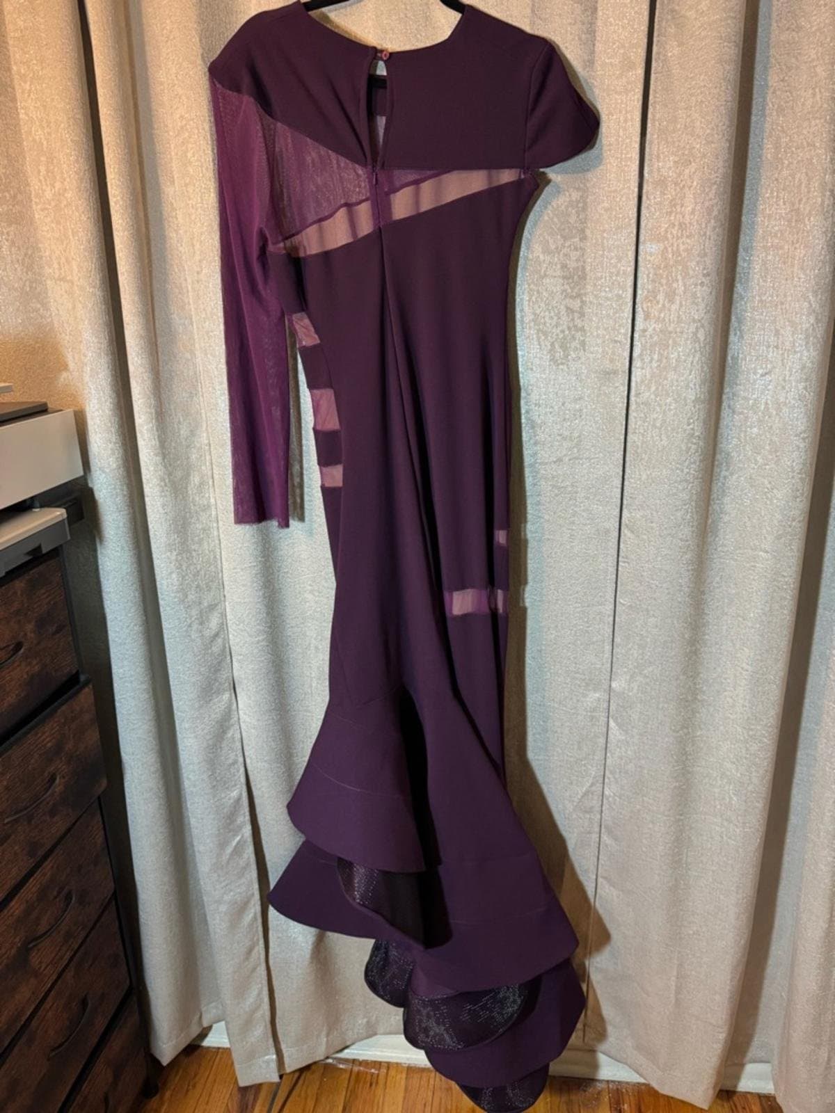 Elegant Plum Mesh-Panel Maxi Dress - Thumbnail 6