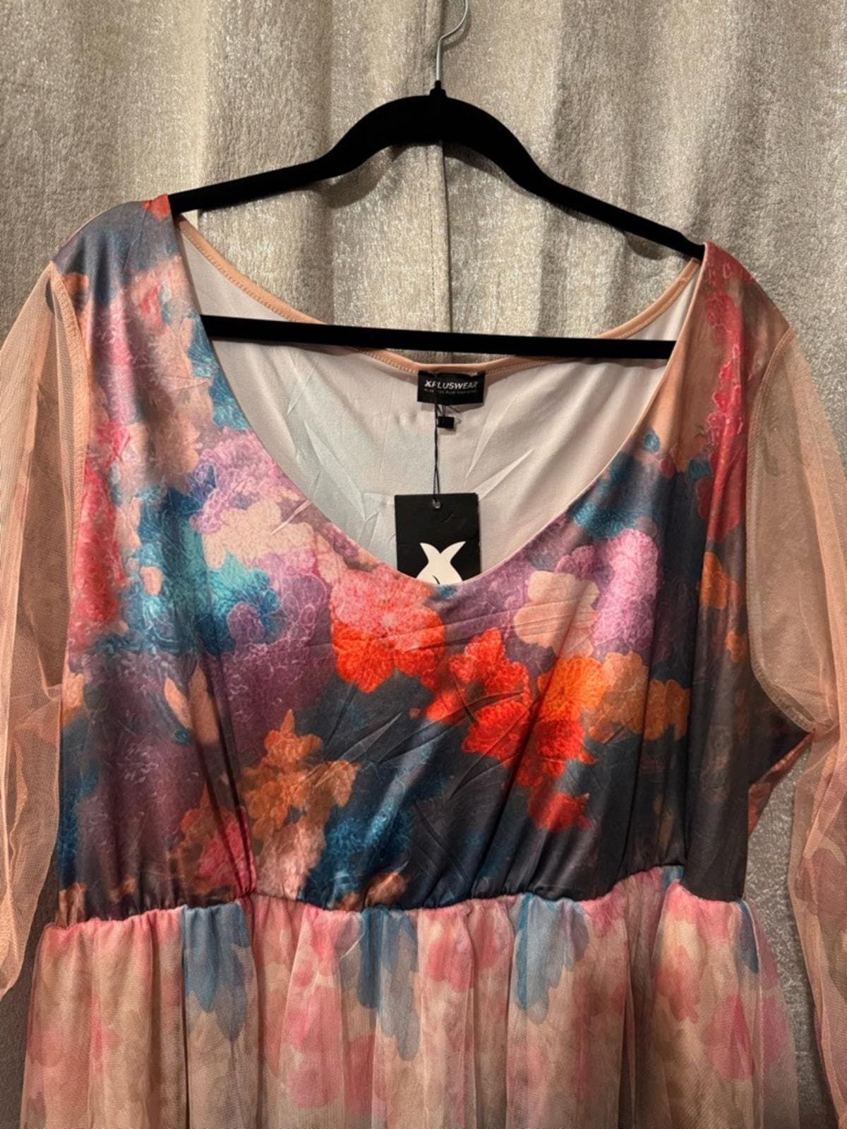 Sheer Overlay Dress in Blush Multi - Thumbnail 3