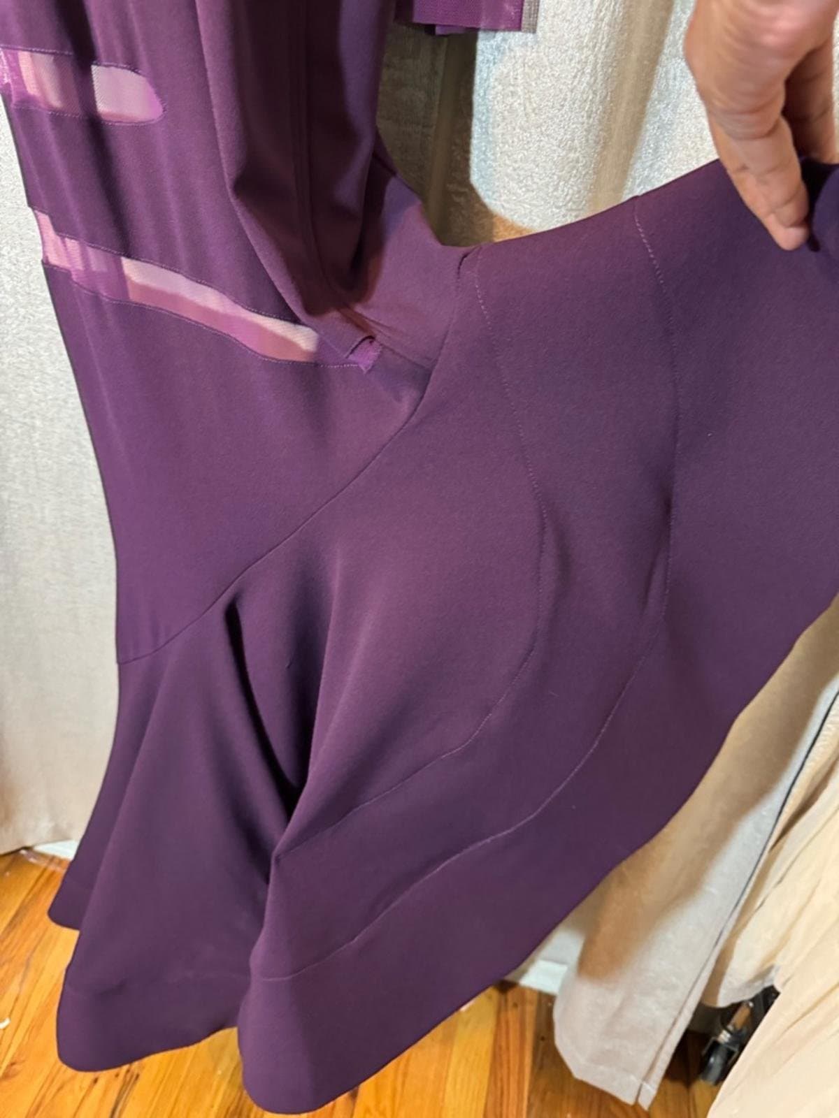 Elegant Plum Mesh-Panel Maxi Dress - Thumbnail 3