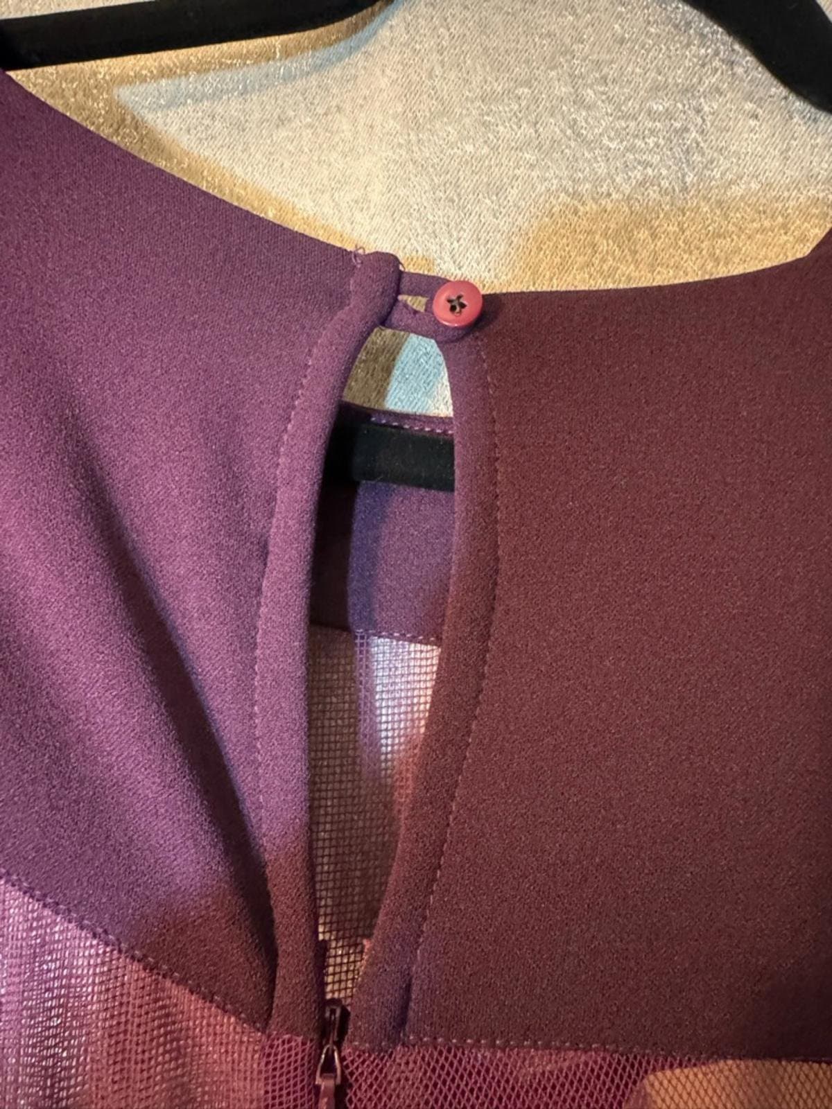 Elegant Plum Mesh-Panel Maxi Dress - Thumbnail 7