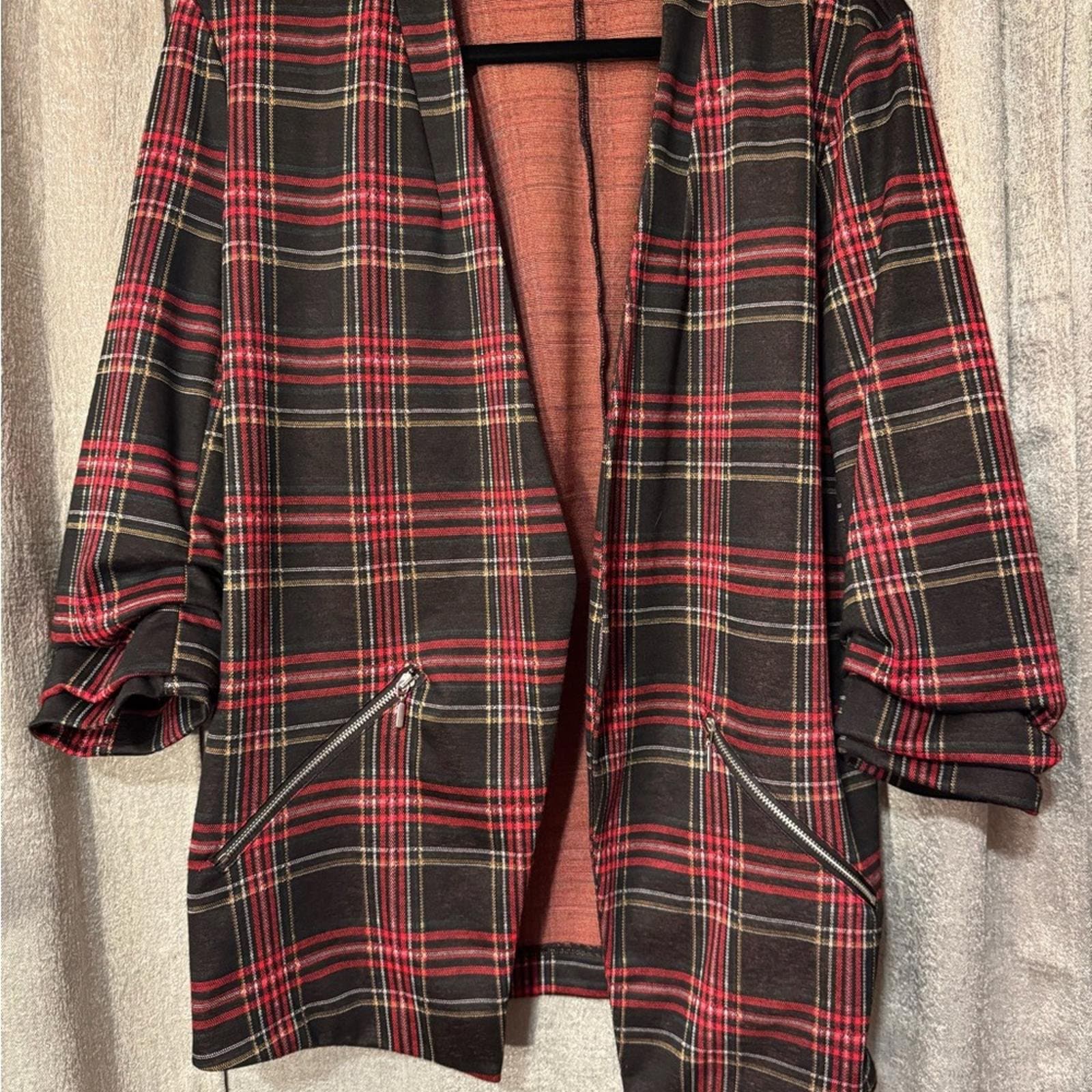 Maurices Red and Black Checkered Jacket - Thumbnail 2