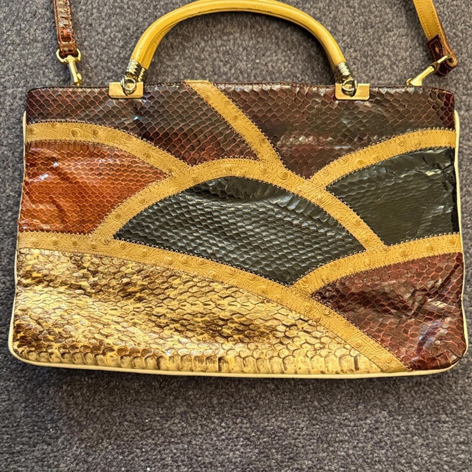 Vintage patchwork snakeskin and eel leather handbag - Thumbnail 2