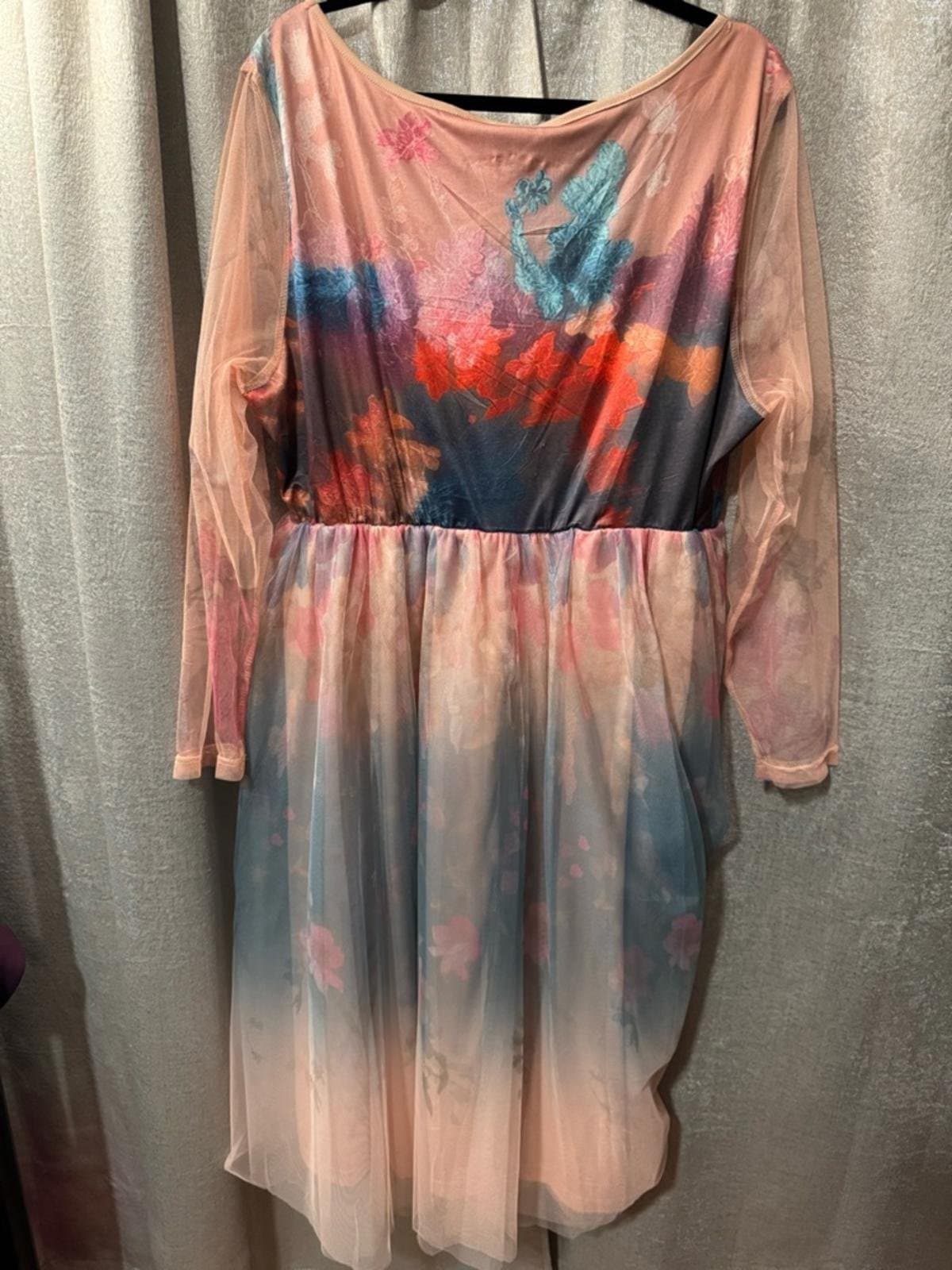 Sheer Overlay Dress in Blush Multi - Thumbnail 6