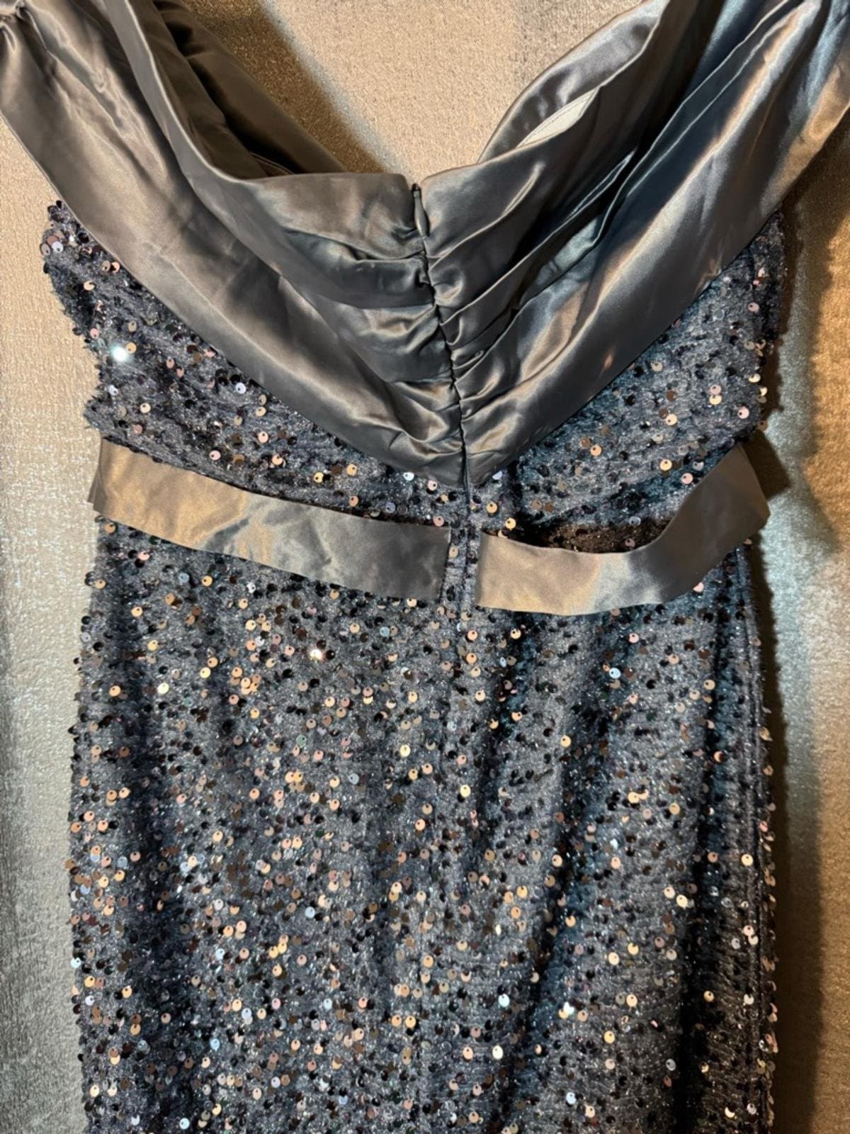 Off-Shoulder Sparkling Evening Gown in Silver - Thumbnail 8