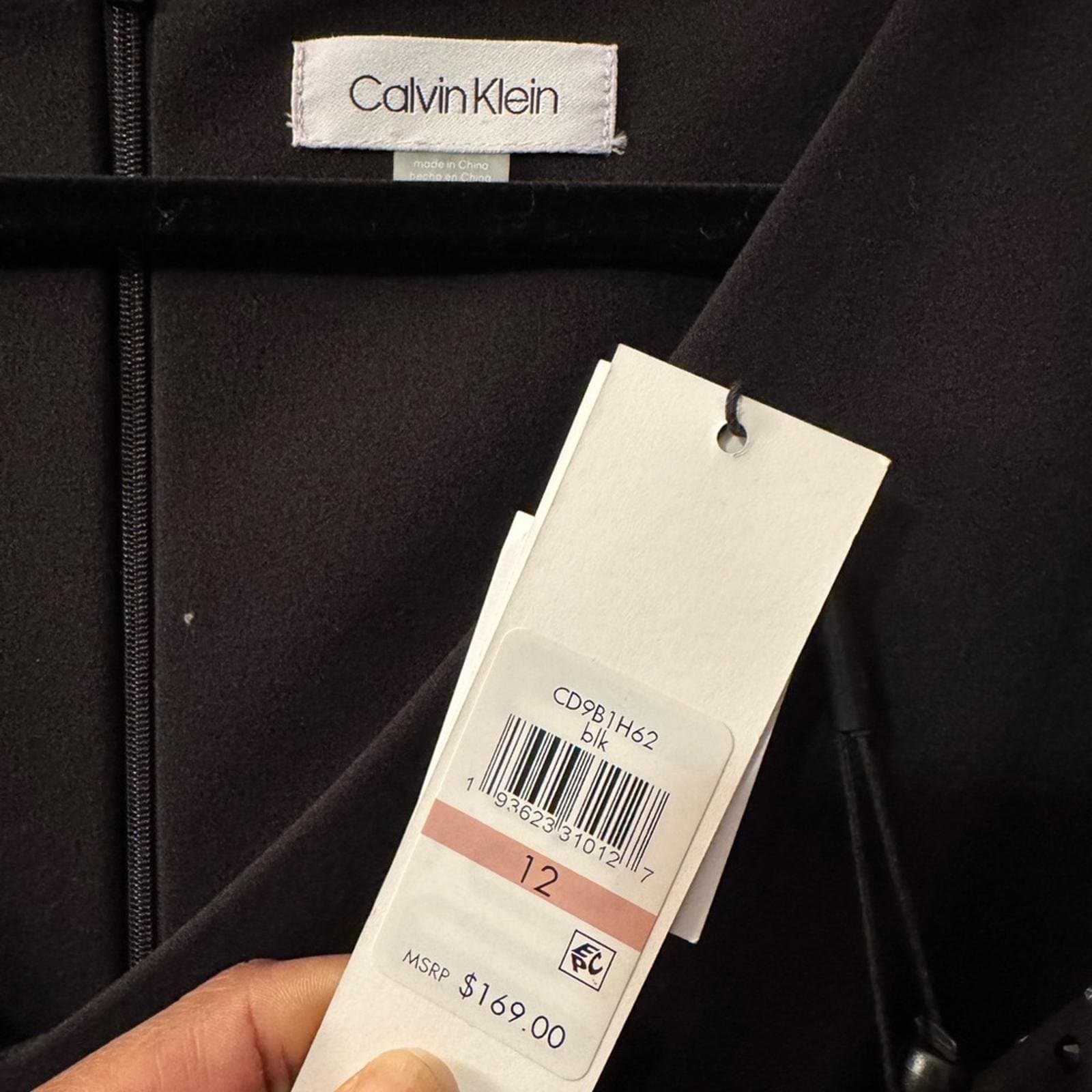 Calvin Klein Black V-Neck Jumpsuit with Sparkle Cap Sleeves - Thumbnail 3