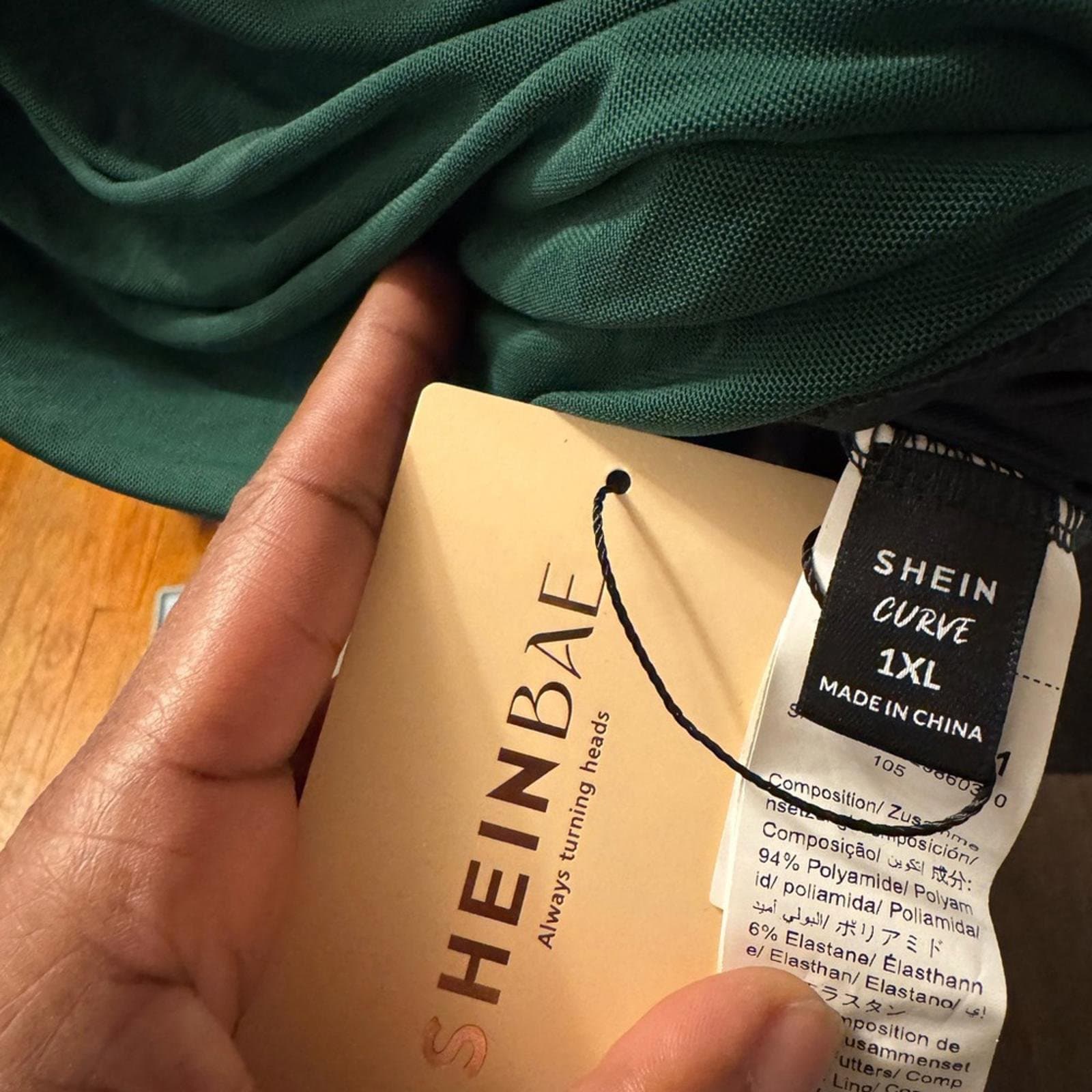 SHEIN Green Curve Dress - Thumbnail 4