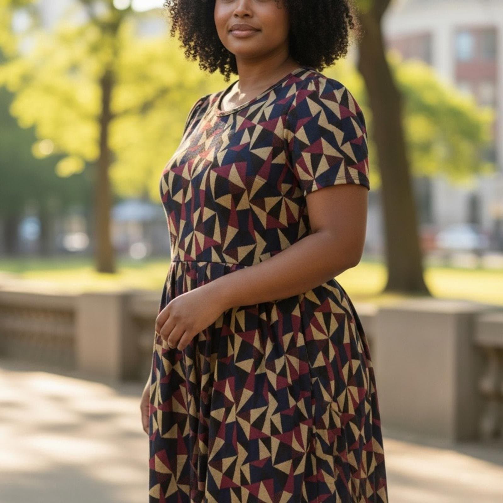 LuLaRoe Multicolor Geometric Midi Dress - Image 1