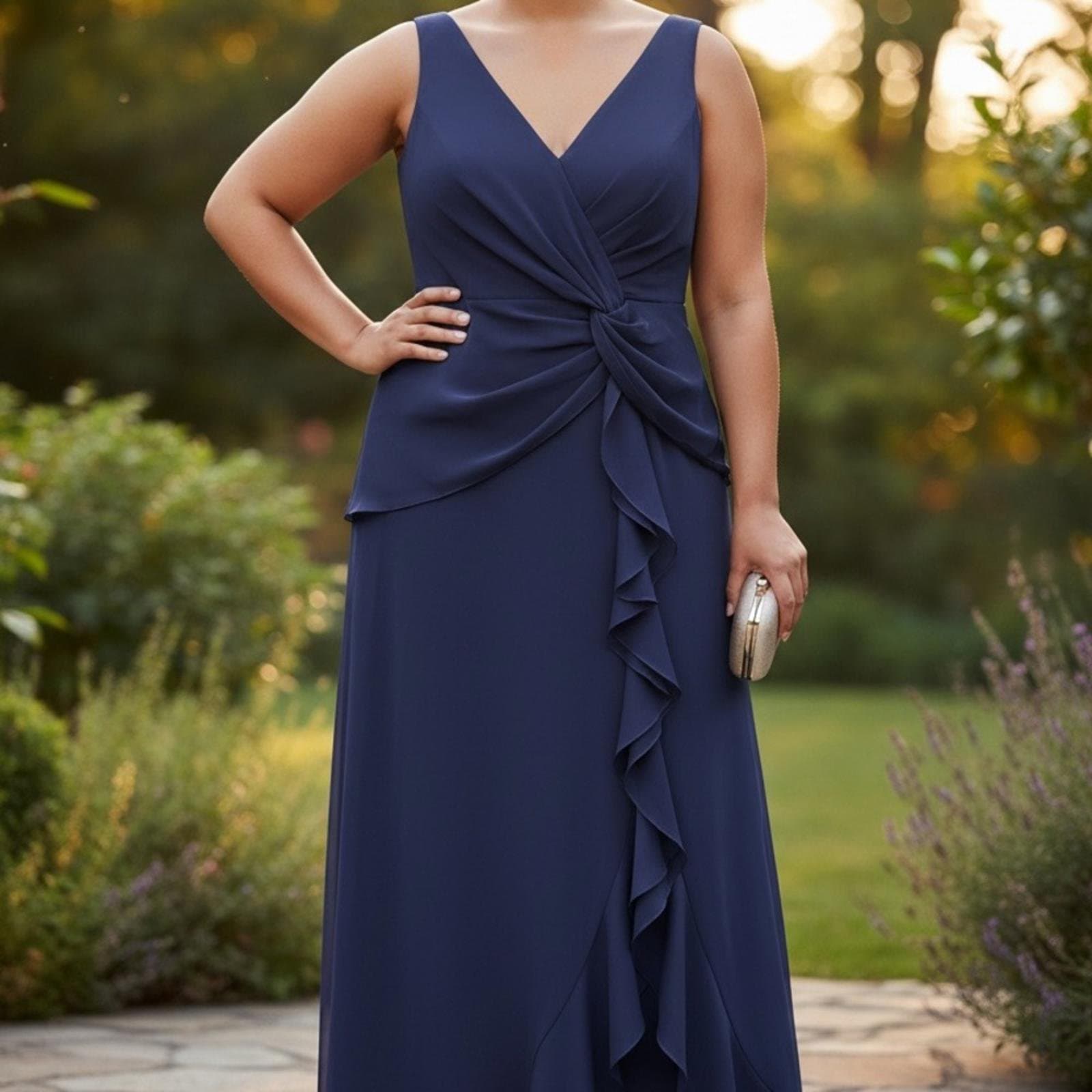 Elegant Evening Maxi Dress in Deep Blue - Image 1