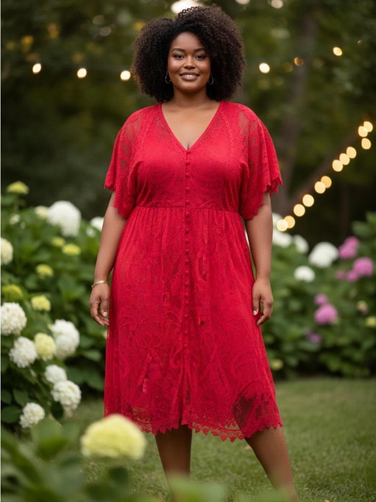 torrid Red Lace Midi Dress - Image 1