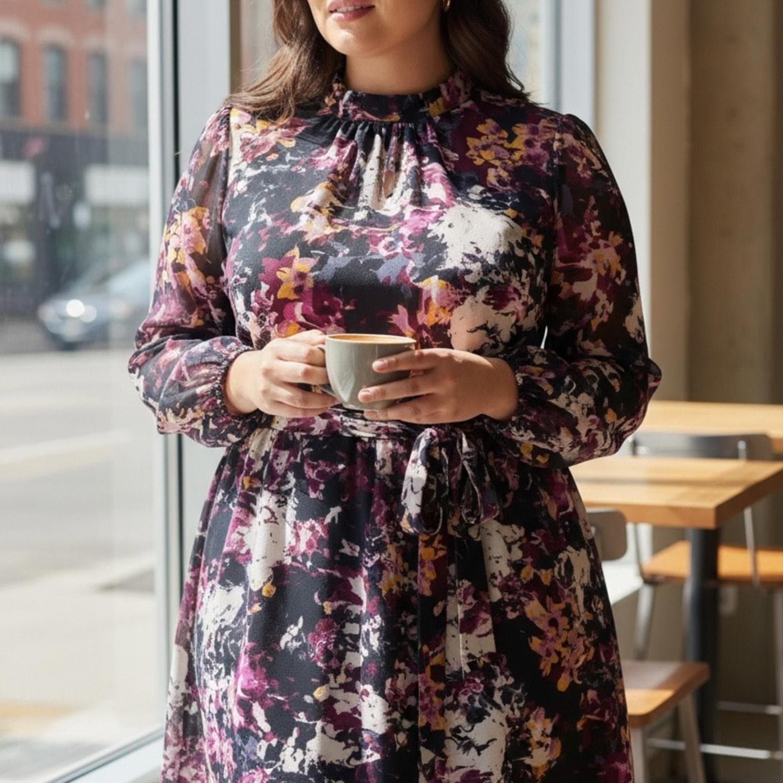 Lane Bryant Multicolor Floral Long Sleeve Dress - Image 1