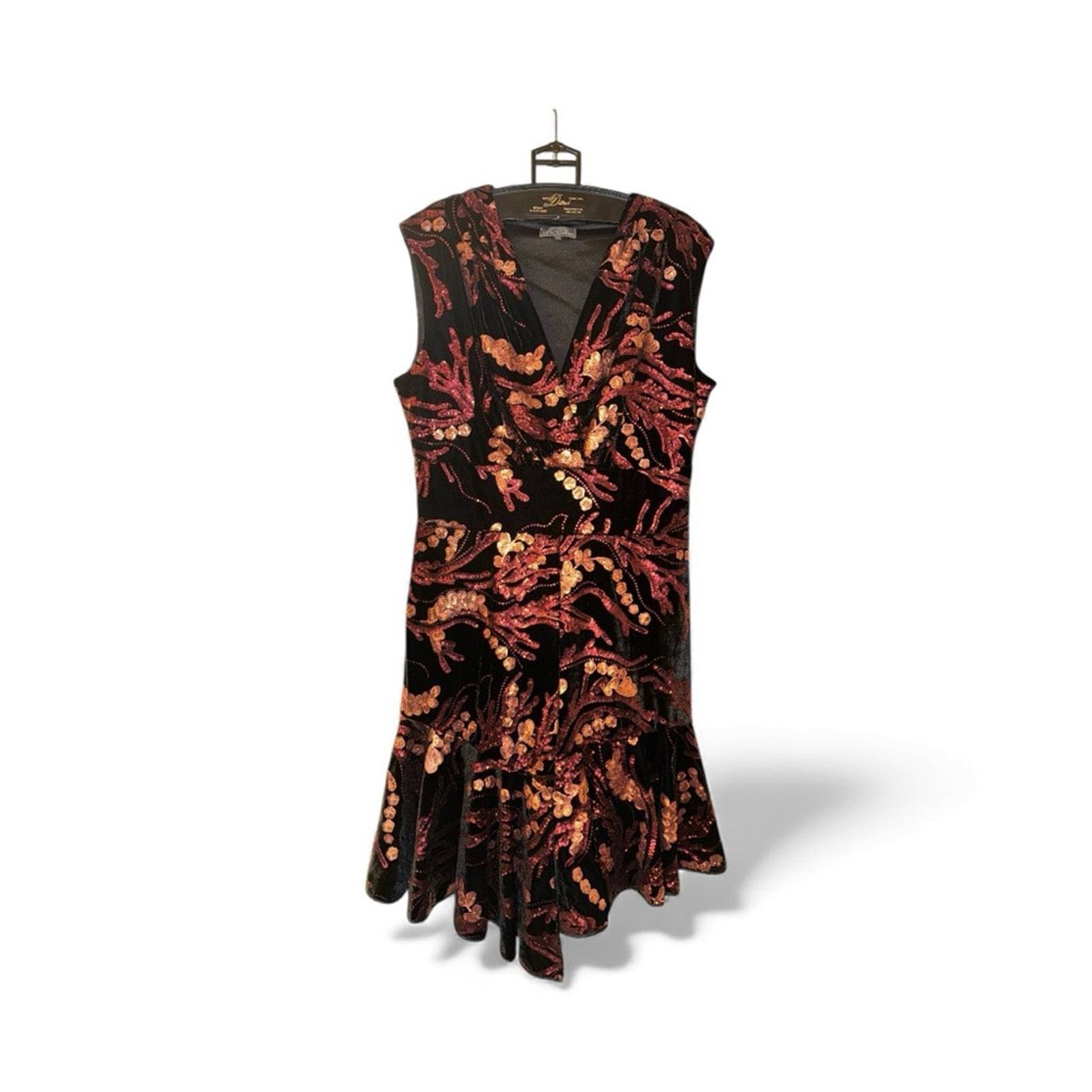 Eva Franco Black and Gold Embellished Midi Dress - Thumbnail 2