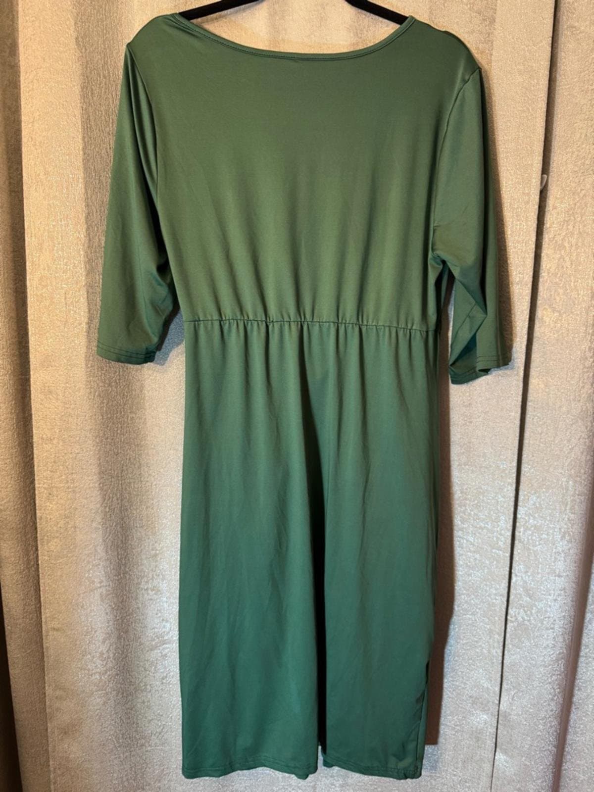 SHEIN Forest Green Ruched Midi Dress - Thumbnail 6