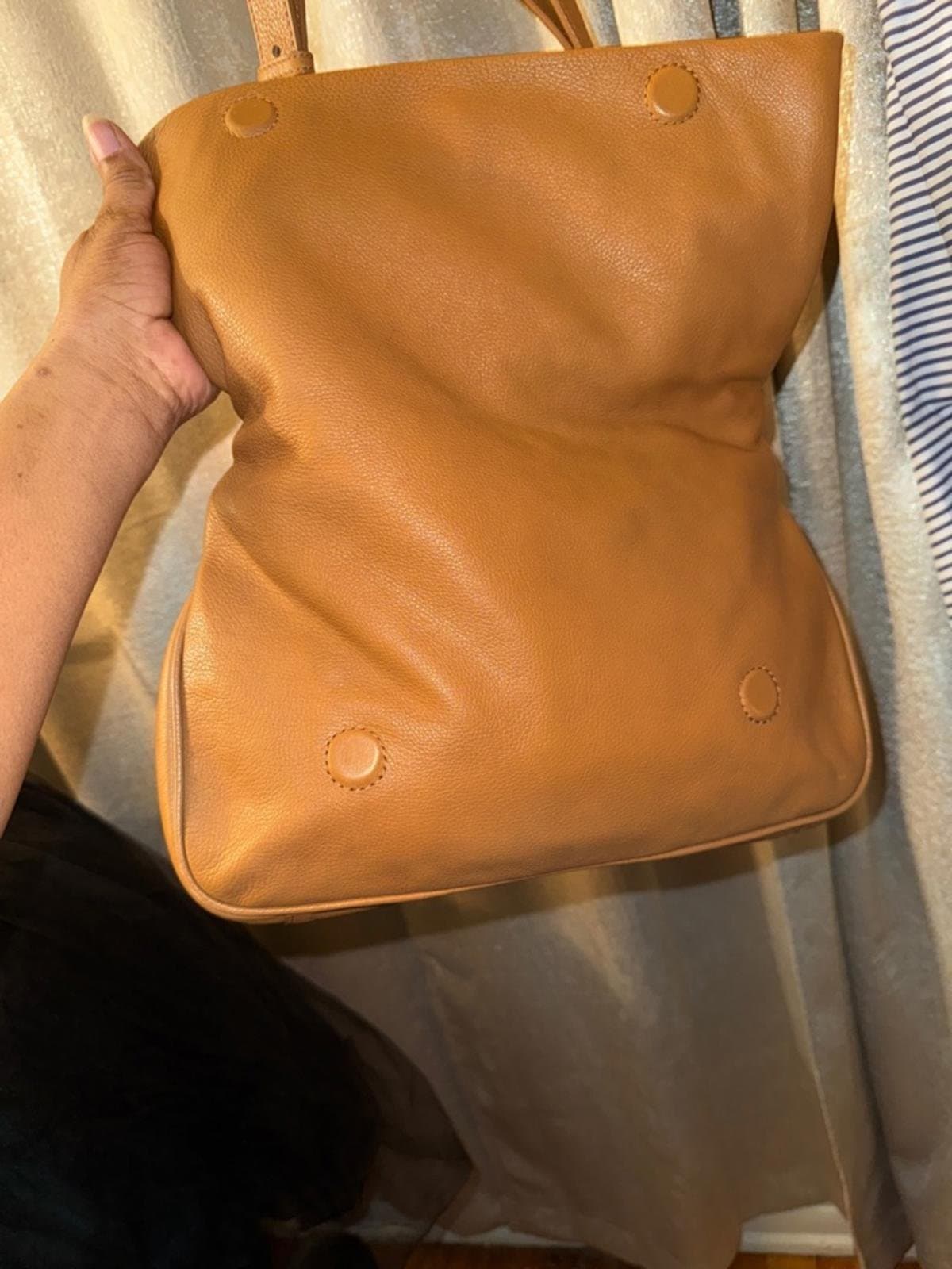 Tory Burch Amanda tan leather fold-over crossbody satchel - Thumbnail 9