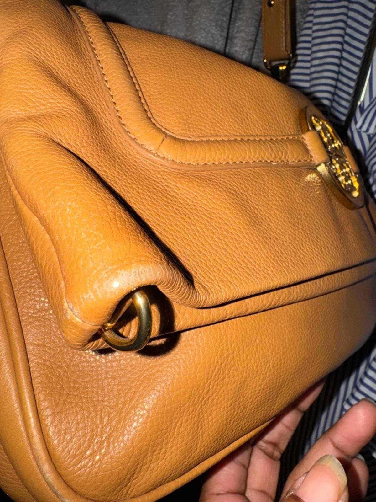 Tory Burch Amanda tan leather fold-over crossbody satchel - Thumbnail 8