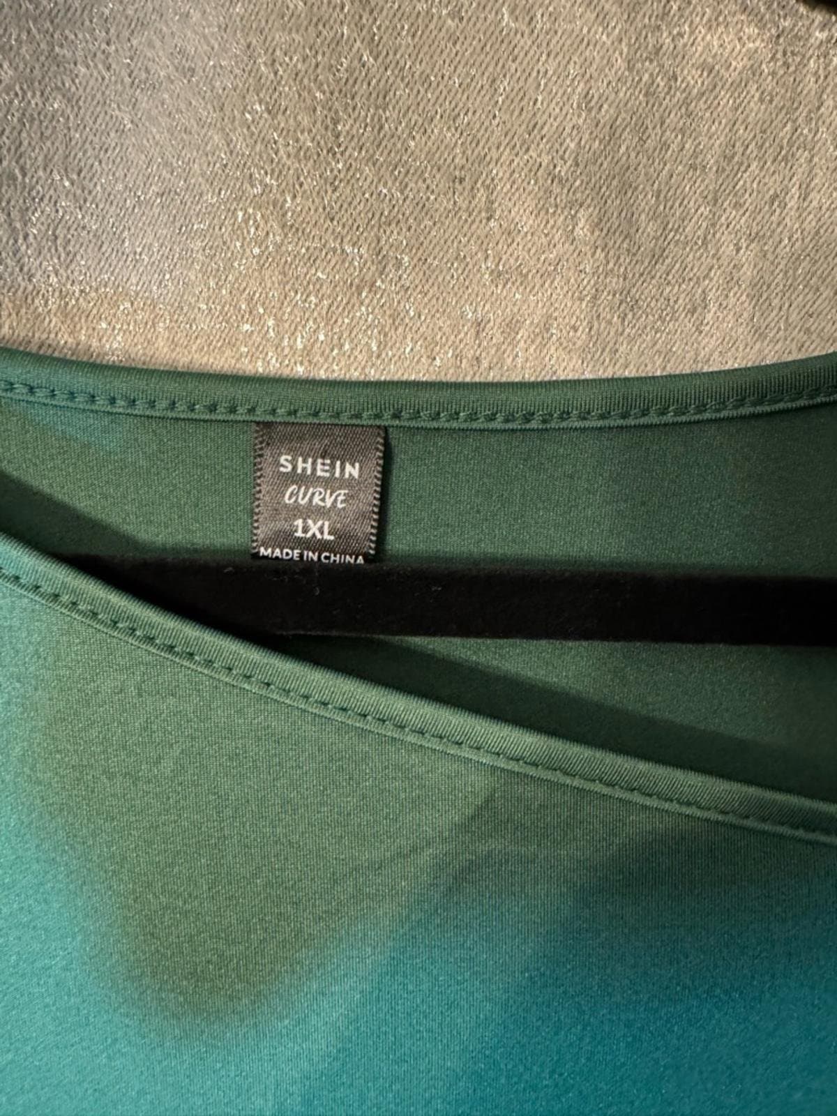 SHEIN Forest Green Ruched Midi Dress - Thumbnail 4