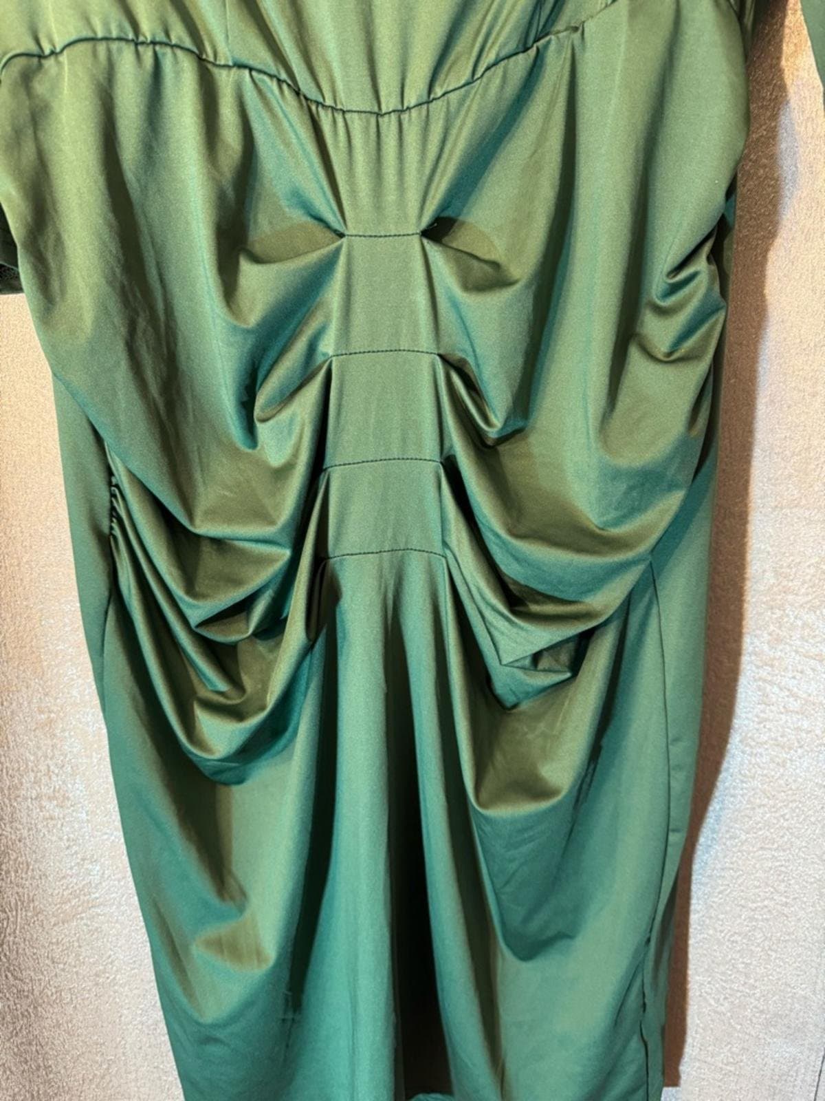 SHEIN Forest Green Ruched Midi Dress - Thumbnail 3