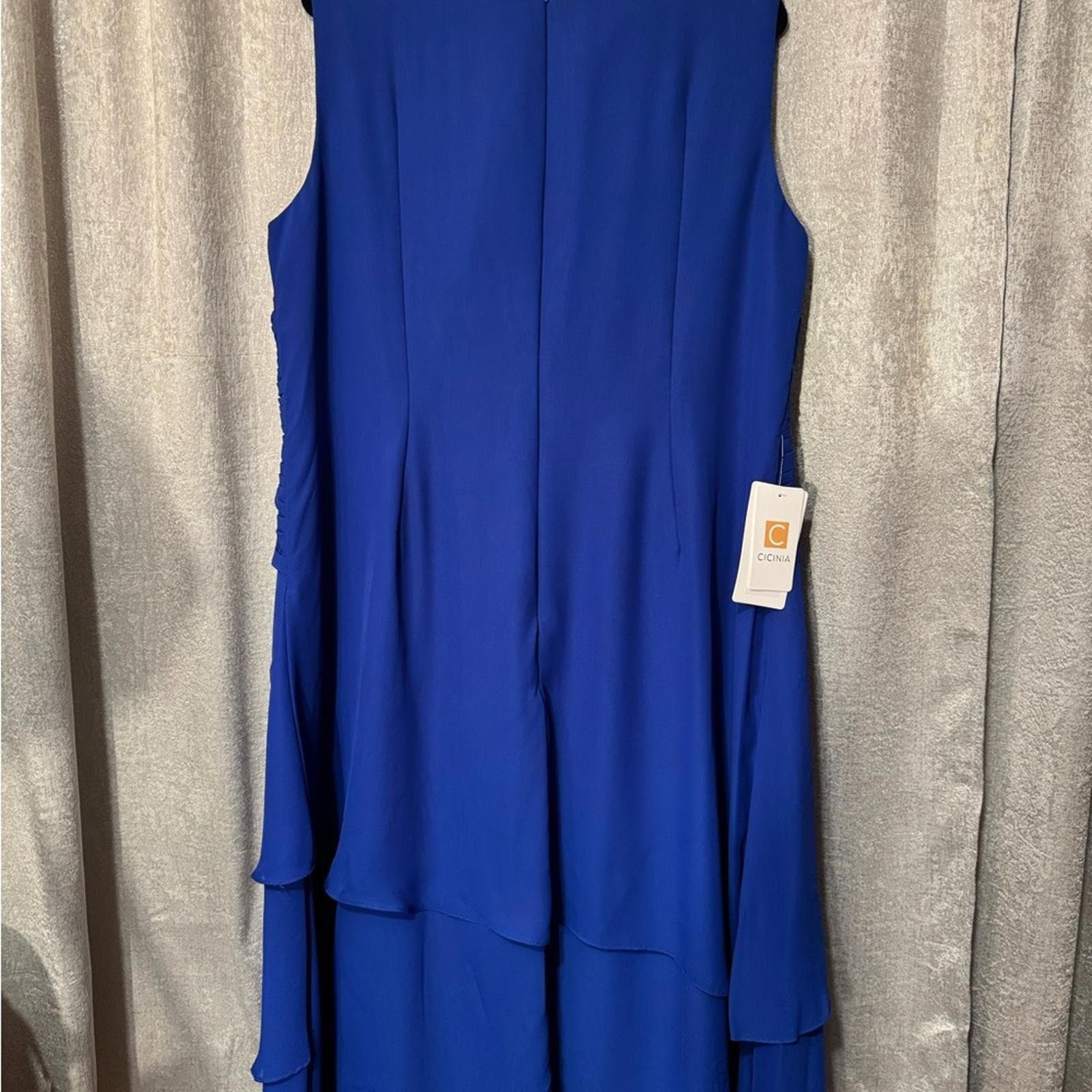 Elegant Royal Blue Sleeveless Midi Dress - Thumbnail 3