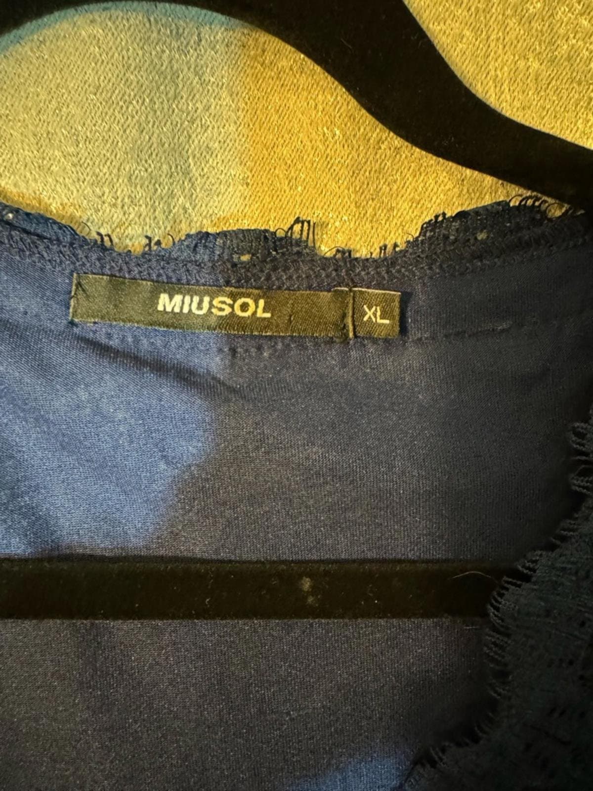 Miusol Navy Lace V-Neck Long Sleeve A-Line Dress - Thumbnail 5