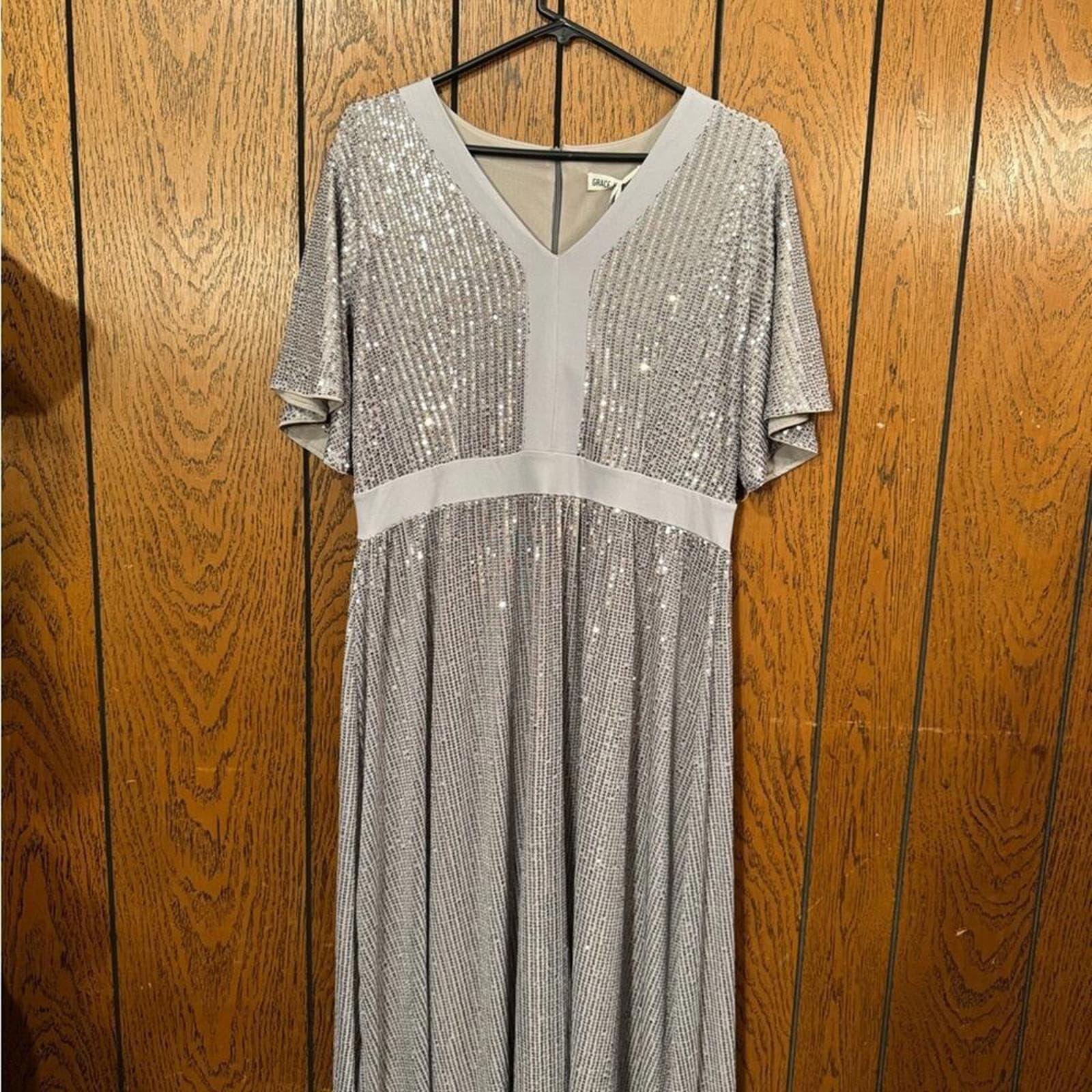 Grace Karin Silver Sequin Maxi Dress - Thumbnail 5