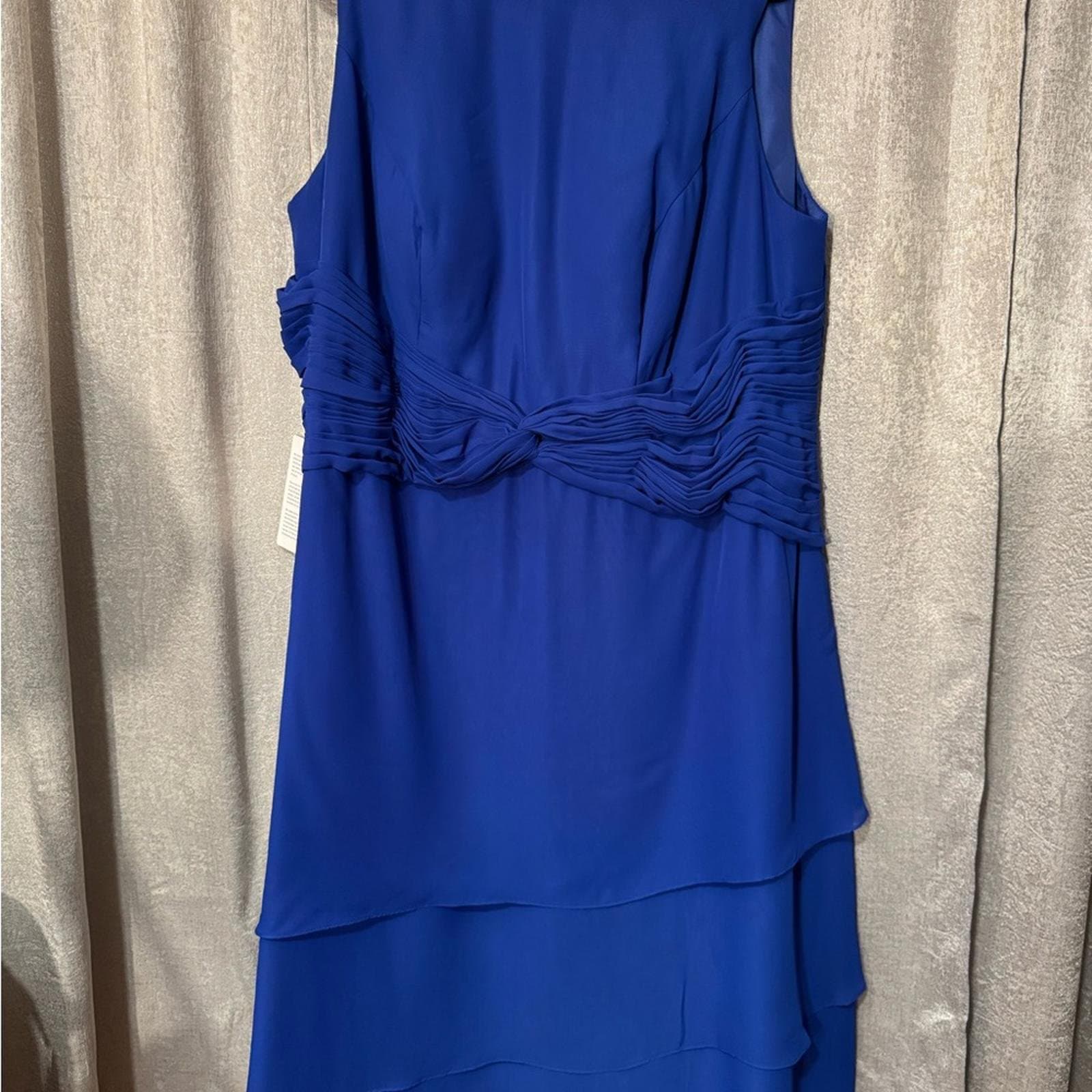 Elegant Royal Blue Sleeveless Midi Dress - Thumbnail 2