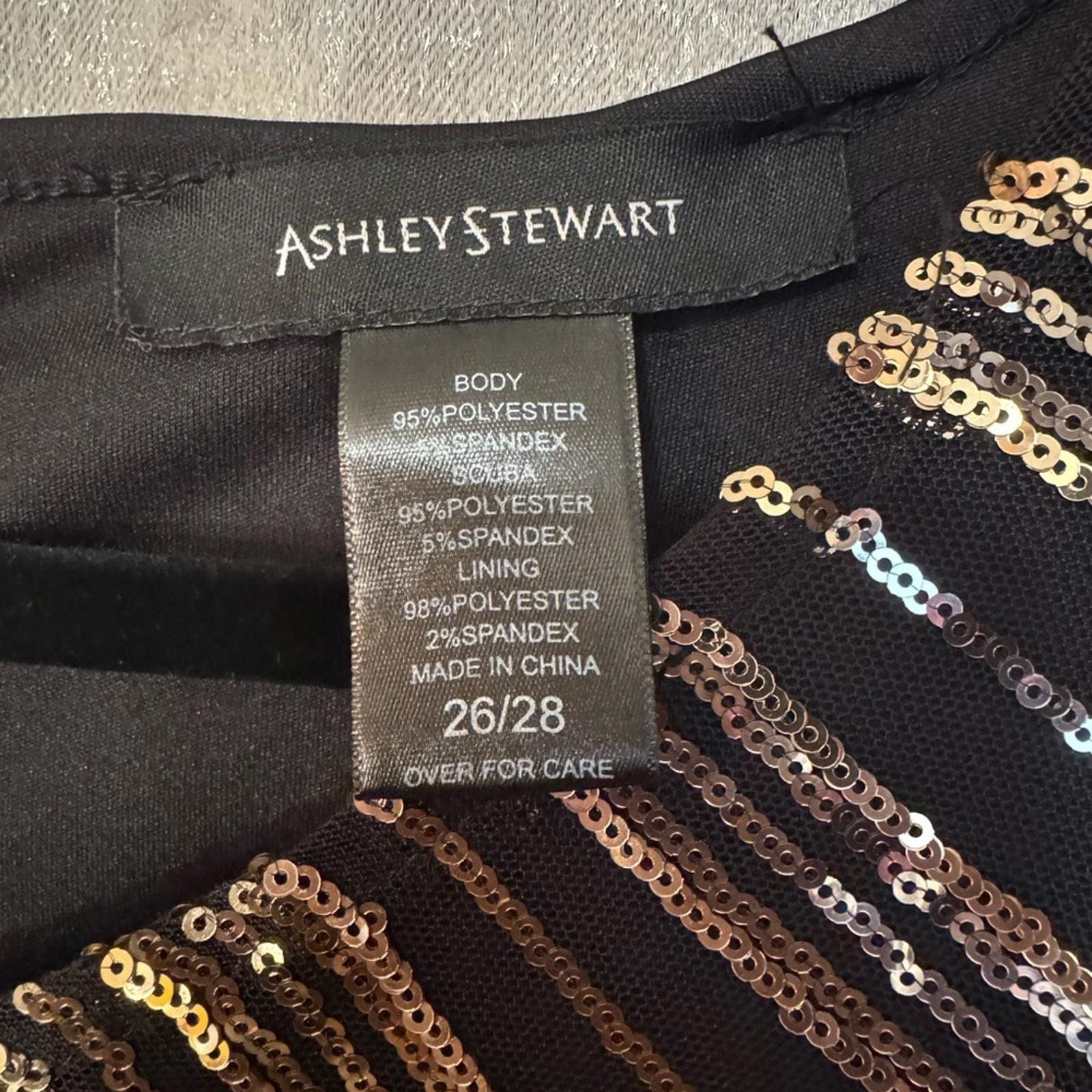 Ashley Stewart Black and Gold Long Sleeve Dress - Thumbnail 3