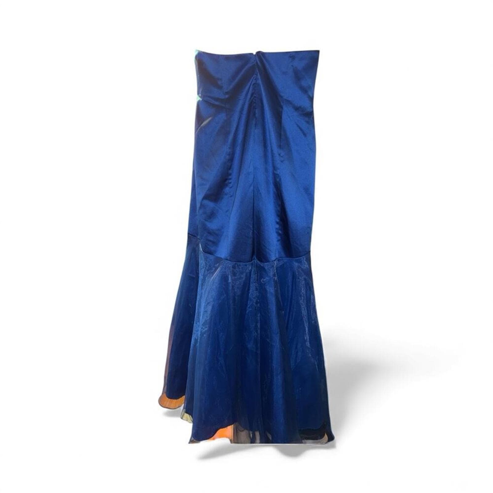 David's Bridal Strapless Navy Dress with Rosette - Thumbnail 3