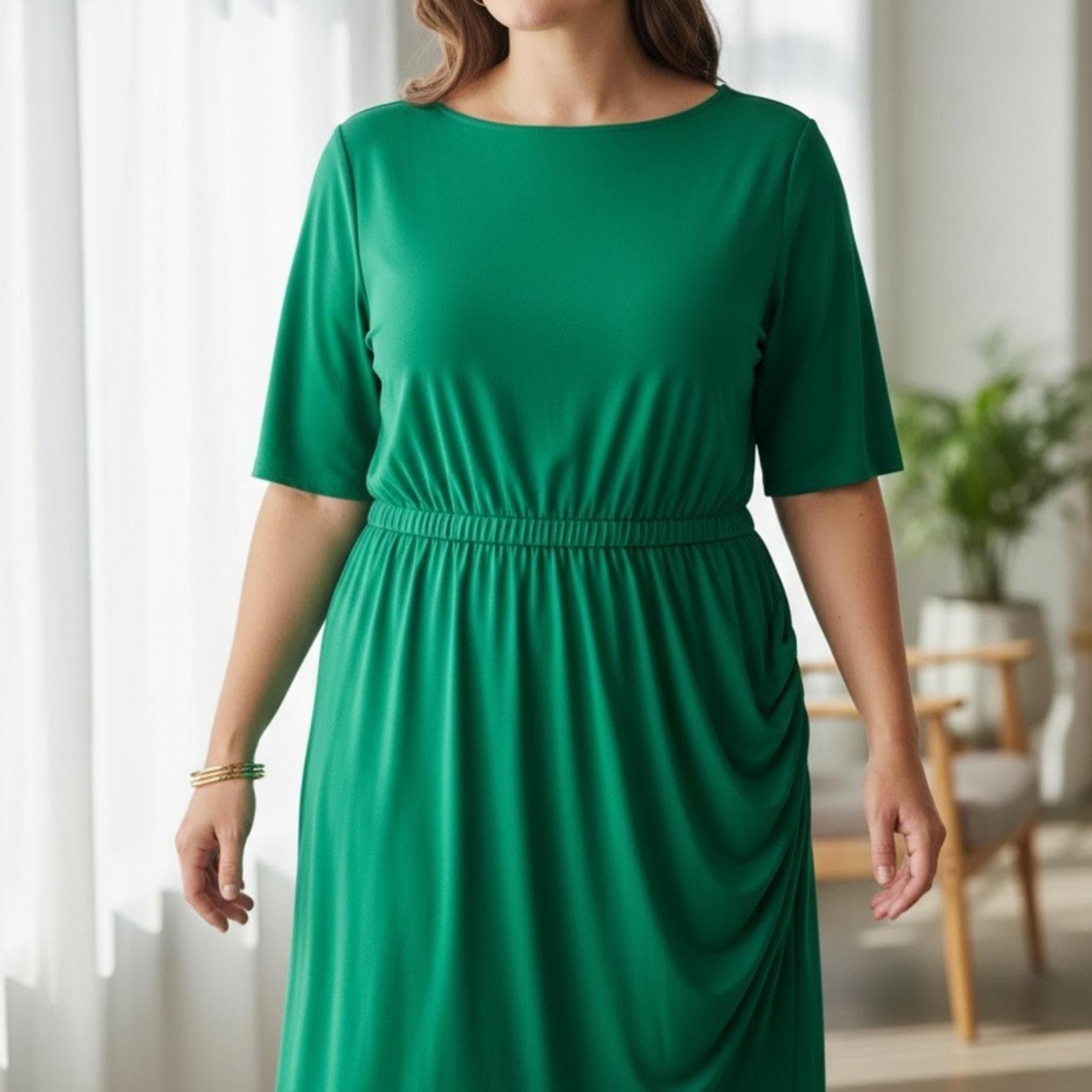 Chic Green Midi Dress for Women - Image 1