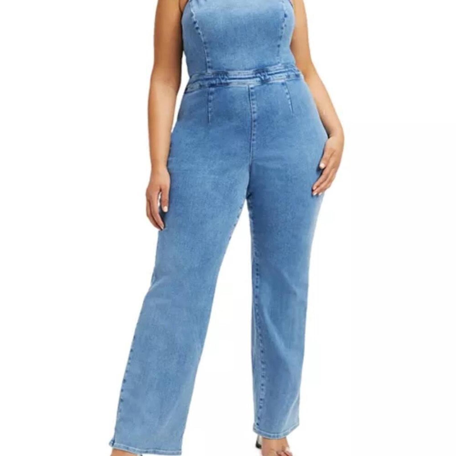 Good American Blue Jean Flare Jumpsuit - Image 1