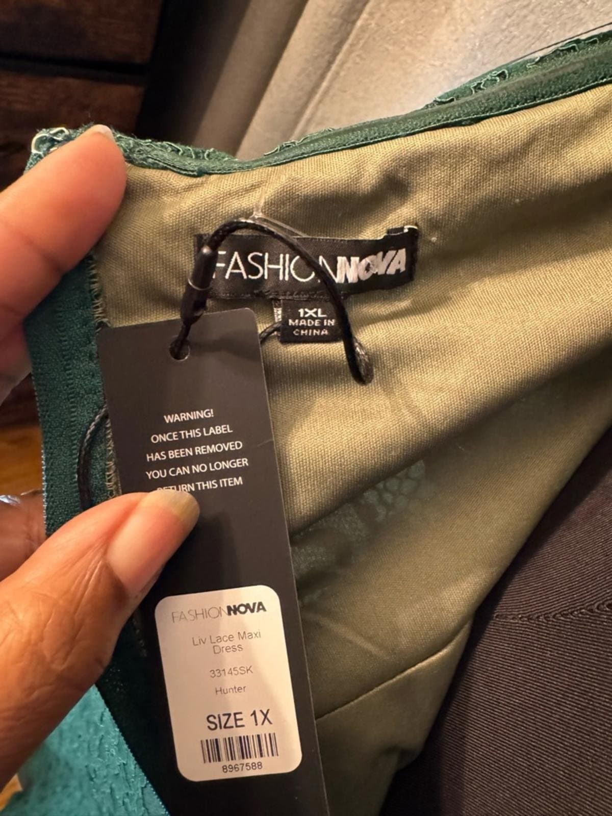 Fashion Nova Strapless Emerald Green Lace Midi Dress - Thumbnail 7