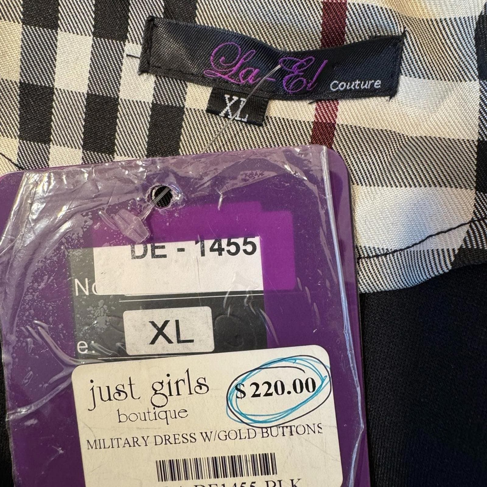 Chic Black Double-Breasted Mini Dress with Gold Accents - Thumbnail 7