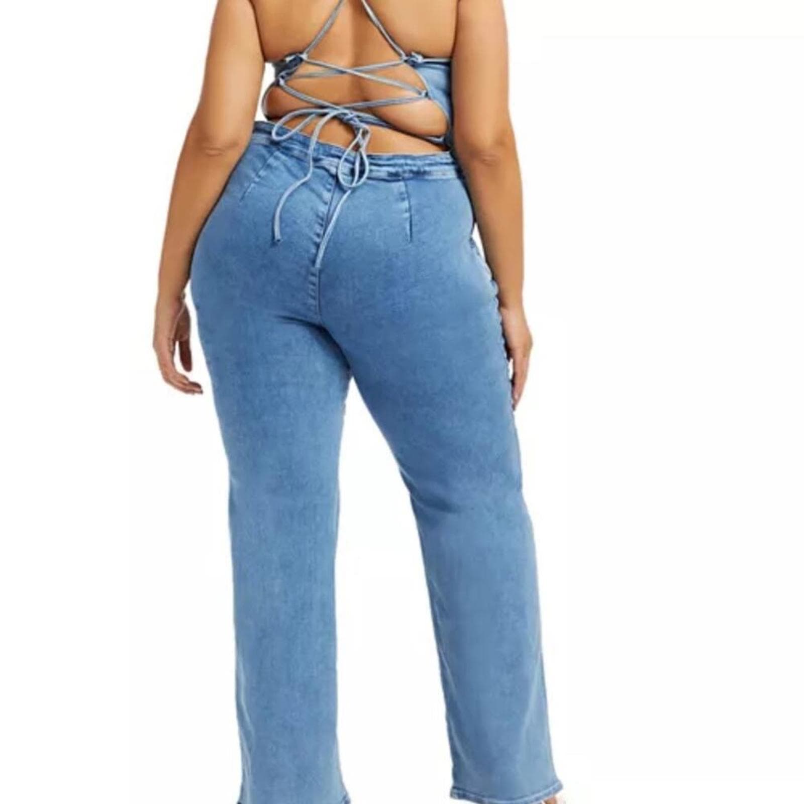 Good American Blue Jean Flare Jumpsuit - Thumbnail 2