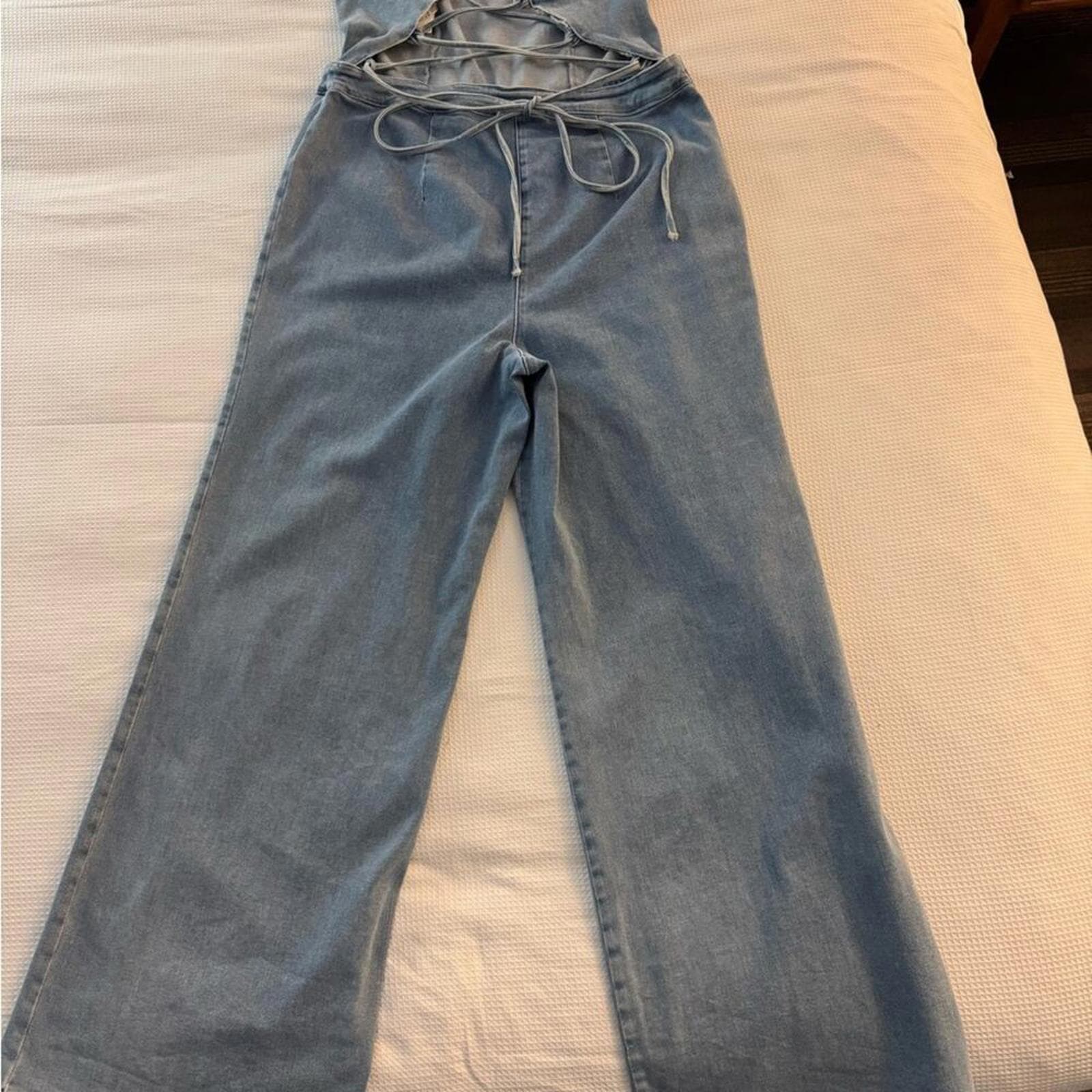 Good American Blue Jean Flare Jumpsuit - Thumbnail 4